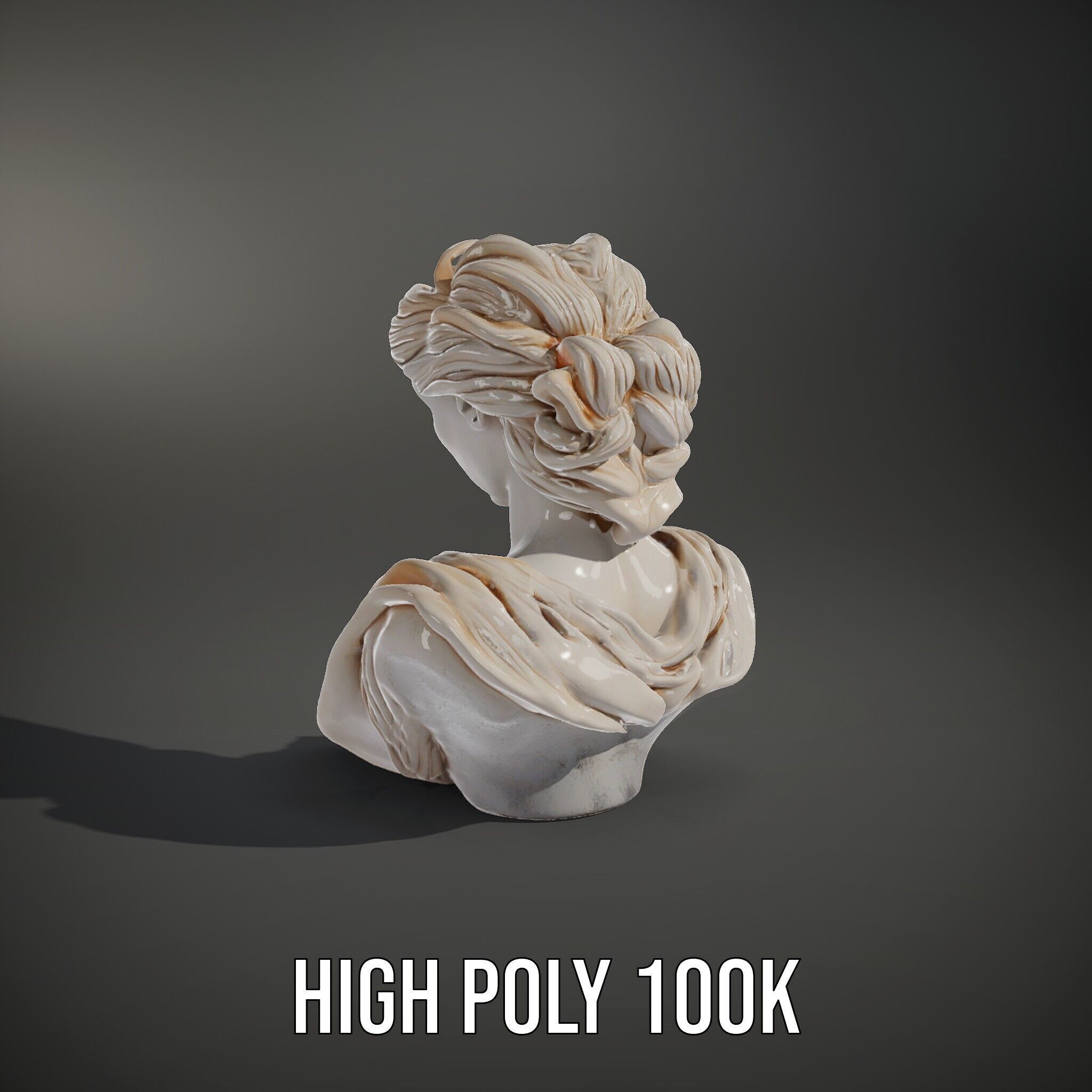 Classical Greek Bust Model Pack with Detailed Drapery Low-poly 3D model_8