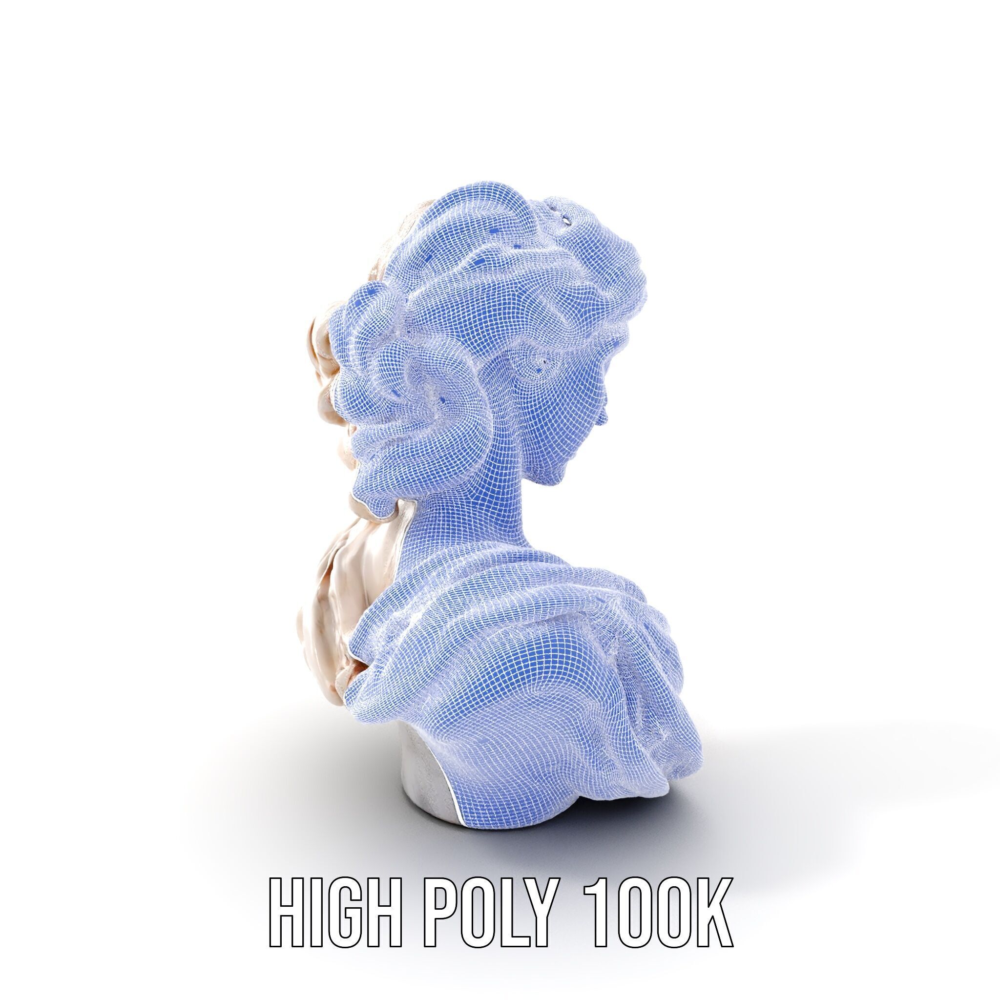 Classical Greek Bust Model Pack with Detailed Drapery Low-poly 3D model_4