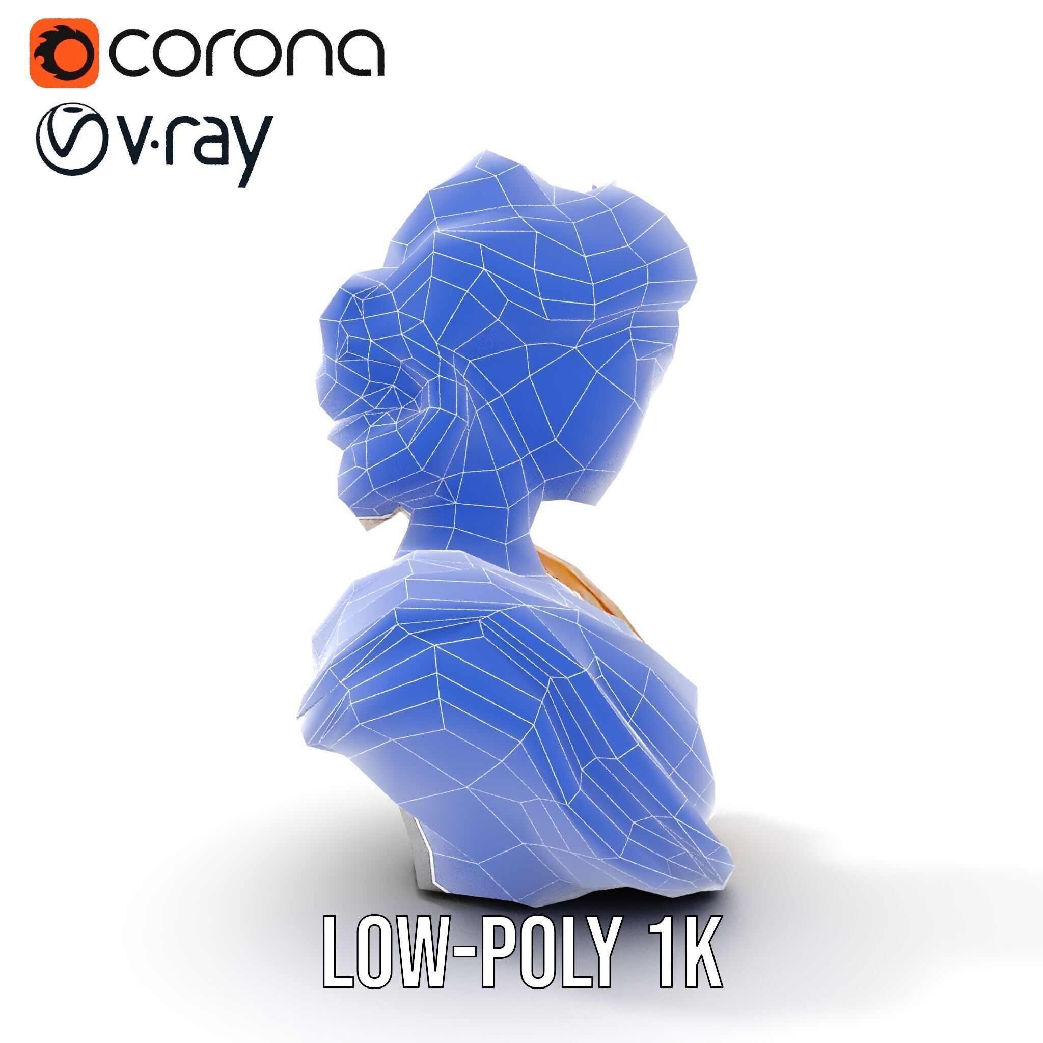 Classical Greek Bust Model Pack with Detailed Drapery Low-poly 3D model_22