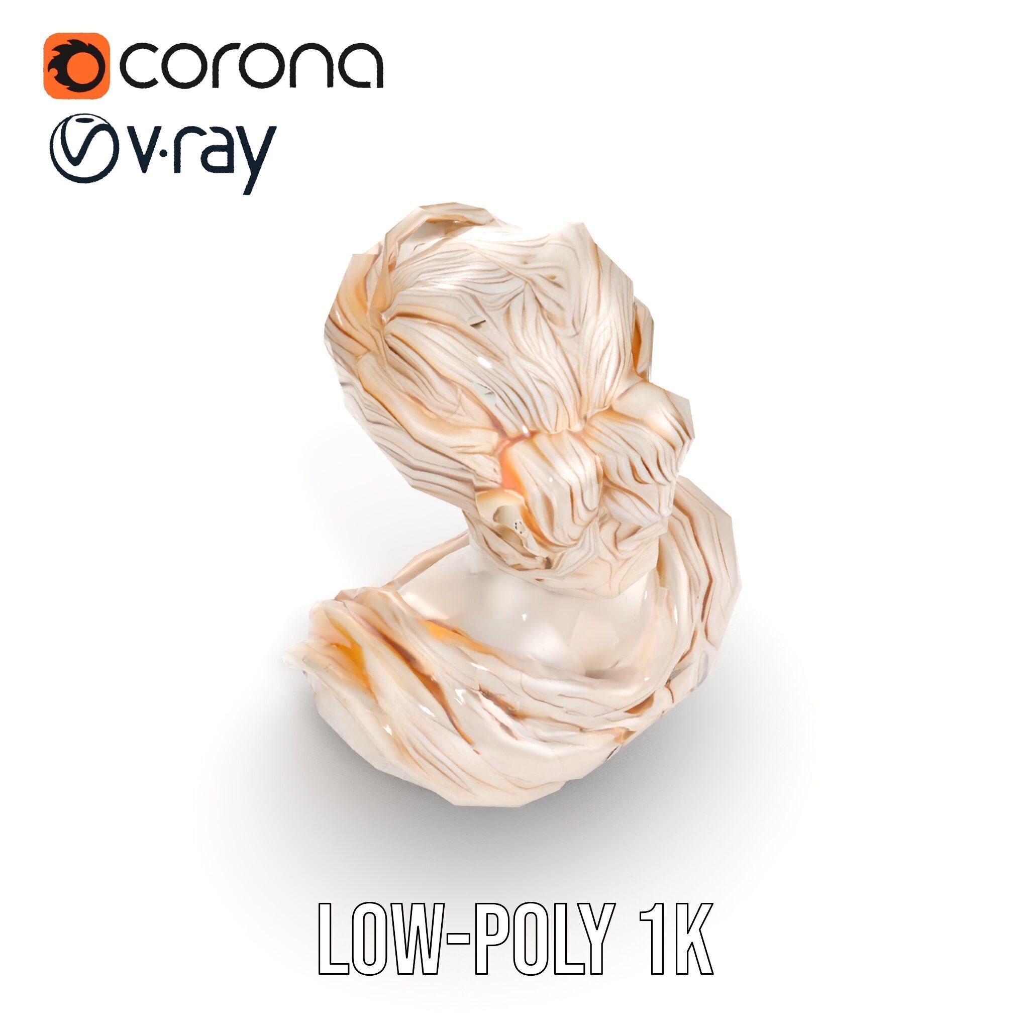 Classical Greek Bust Model Pack with Detailed Drapery Low-poly 3D model_18