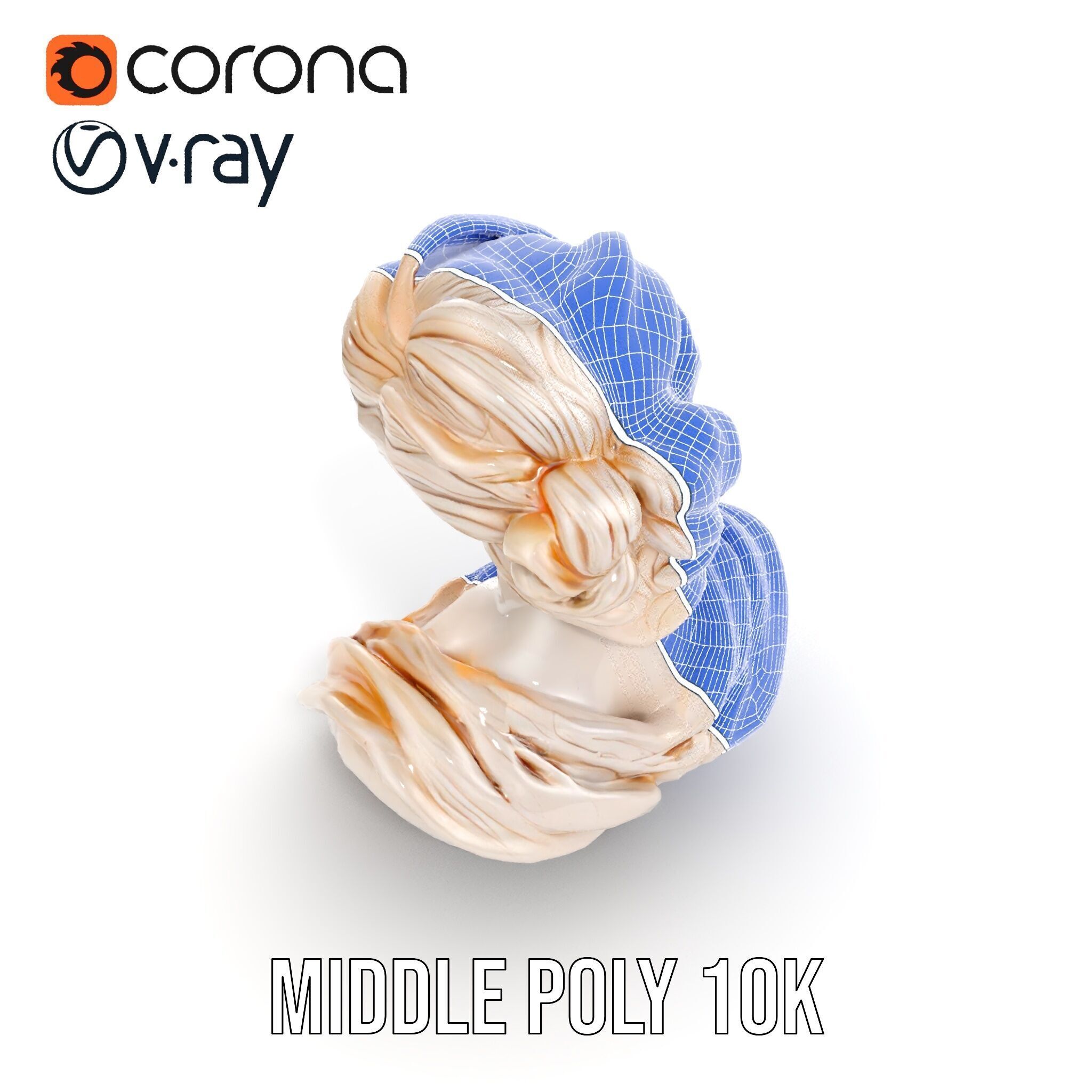 Classical Greek Bust Model Pack with Detailed Drapery Low-poly 3D model_27