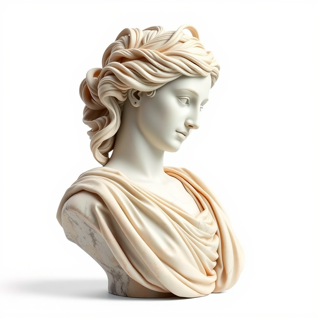 Classical Greek Bust Model Pack with Detailed Drapery Low-poly 3D model_2
