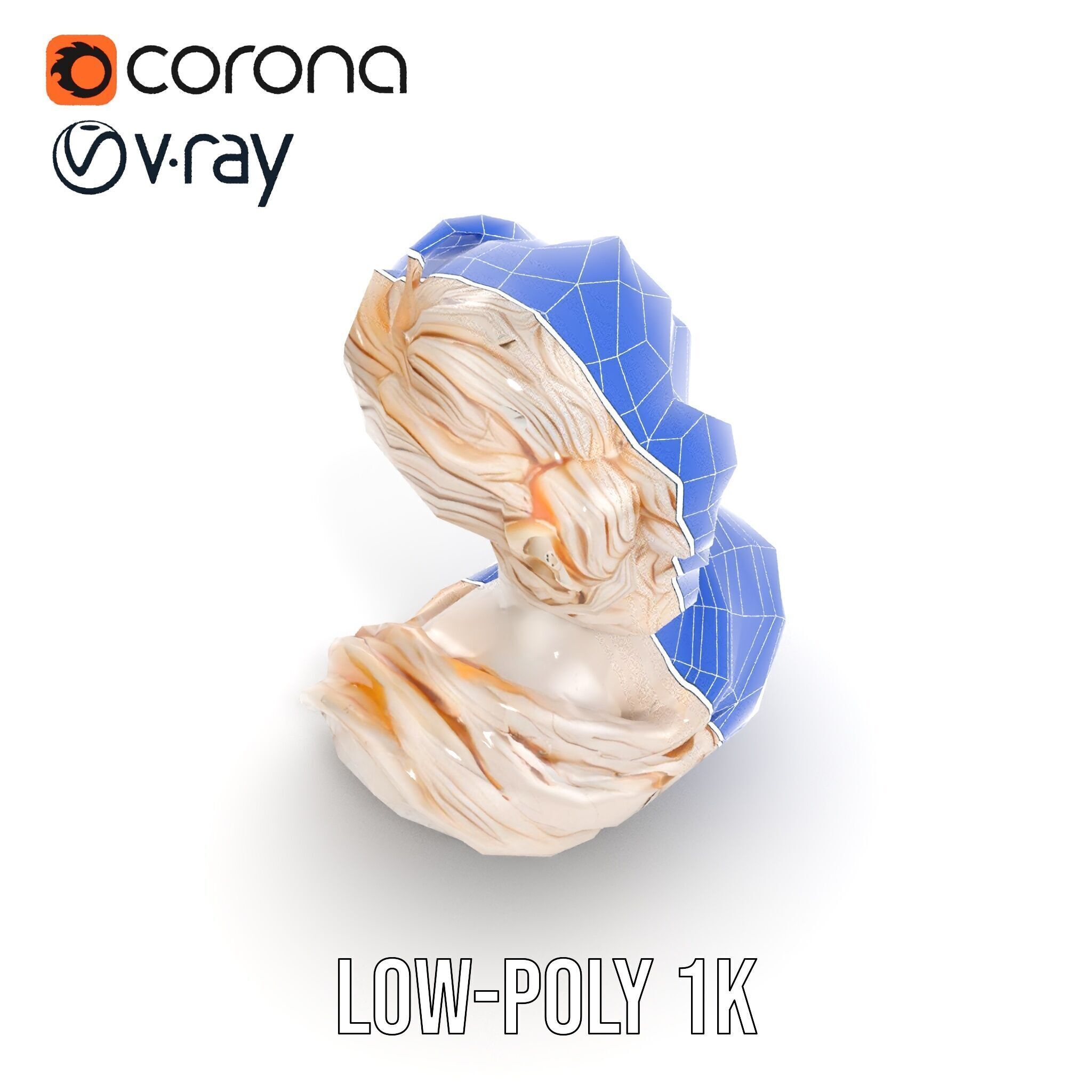 Classical Greek Bust Model Pack with Detailed Drapery Low-poly 3D model_28