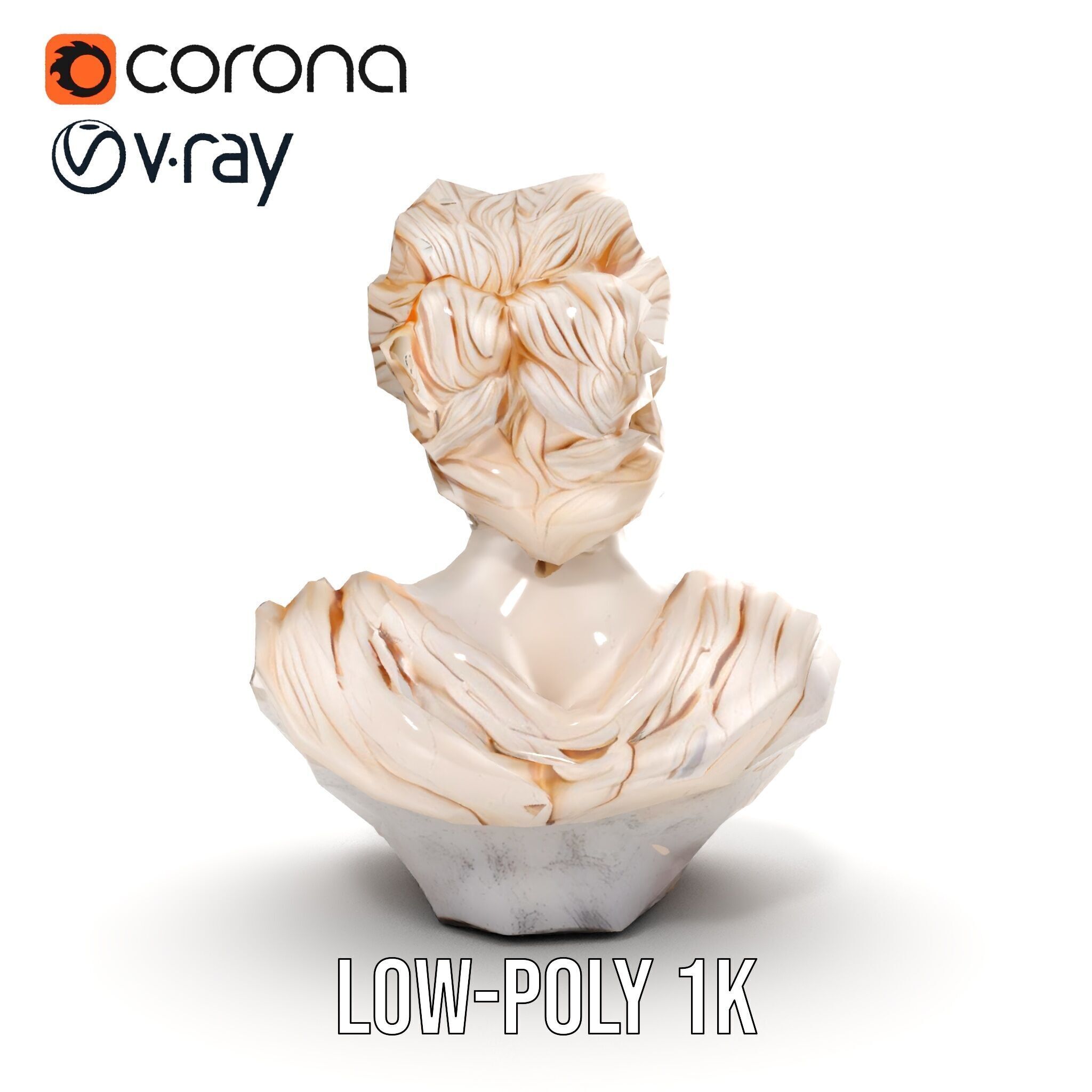 Classical Greek Bust Model Pack with Detailed Drapery Low-poly 3D model_13