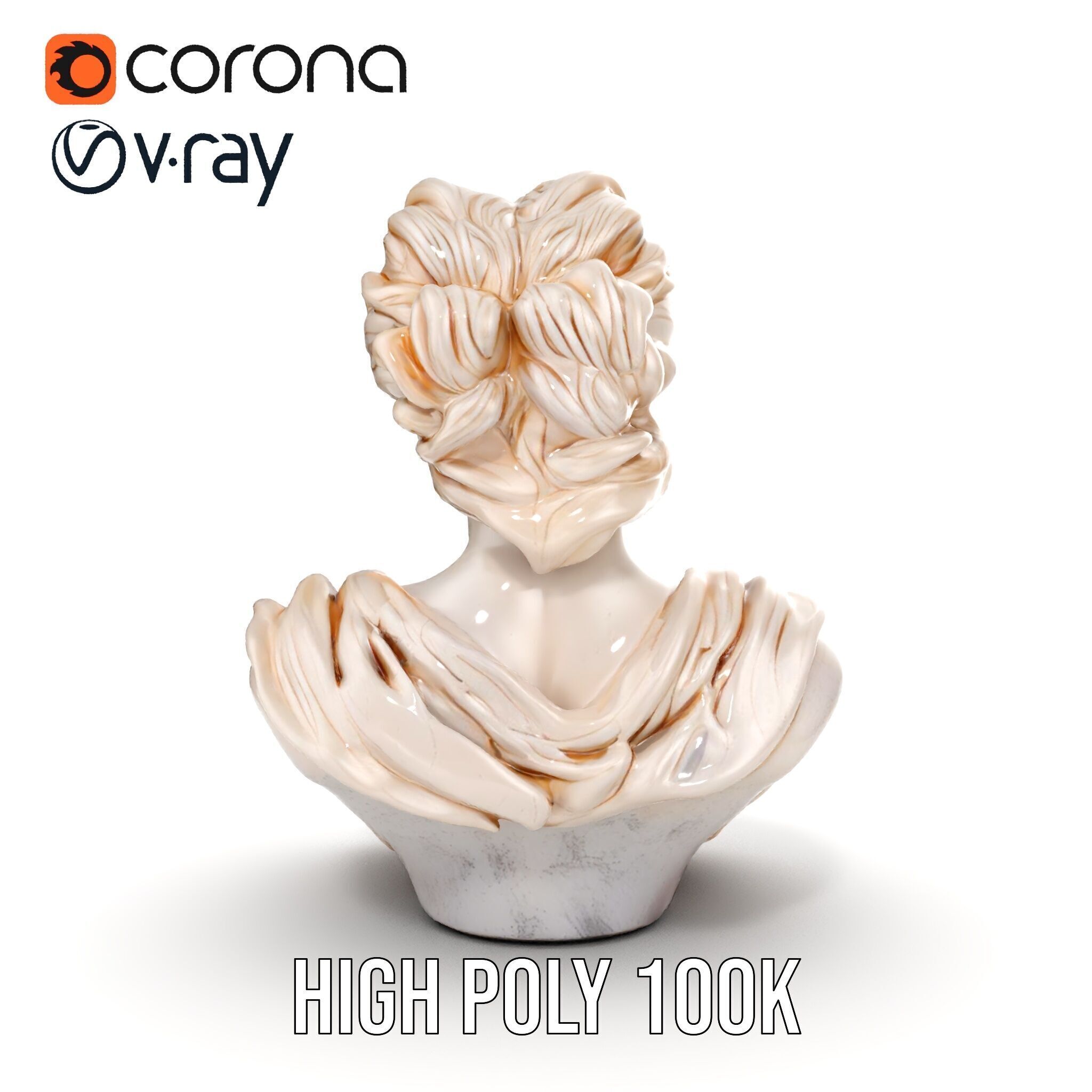 Classical Greek Bust Model Pack with Detailed Drapery Low-poly 3D model_26