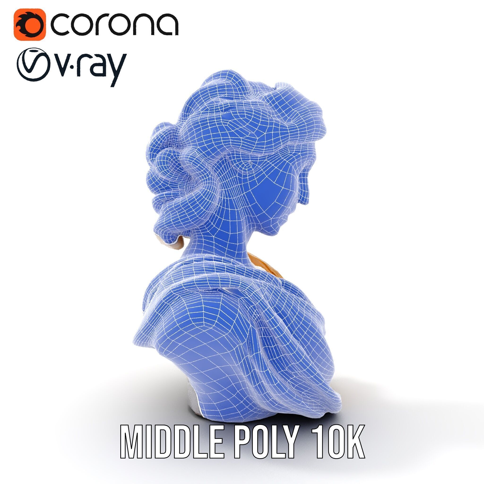 Classical Greek Bust Model Pack with Detailed Drapery Low-poly 3D model_21