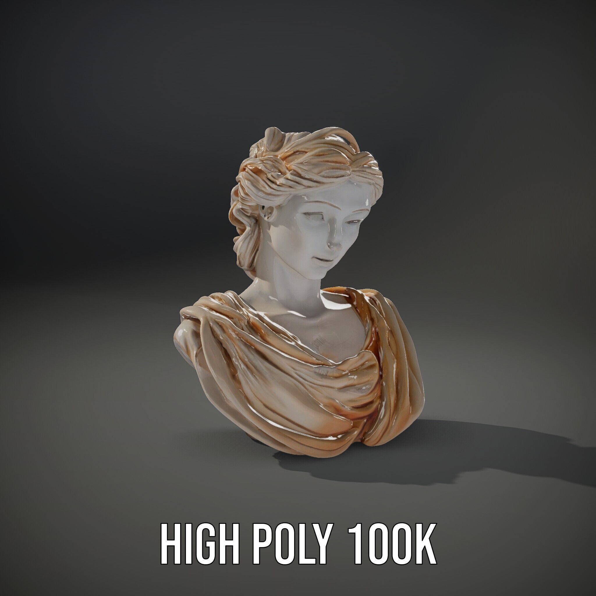 Classical Greek Bust Model Pack with Detailed Drapery Low-poly 3D model_14