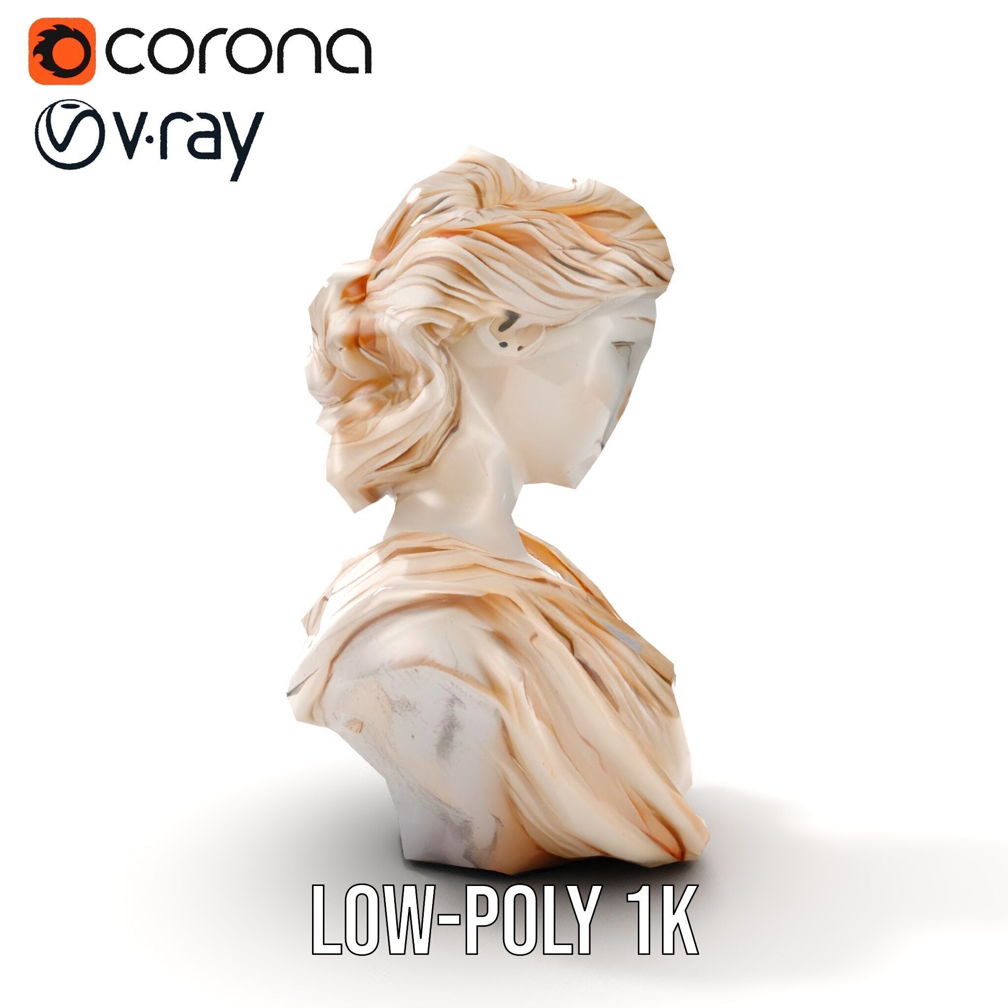 Classical Greek Bust Model Pack with Detailed Drapery Low-poly 3D model_25