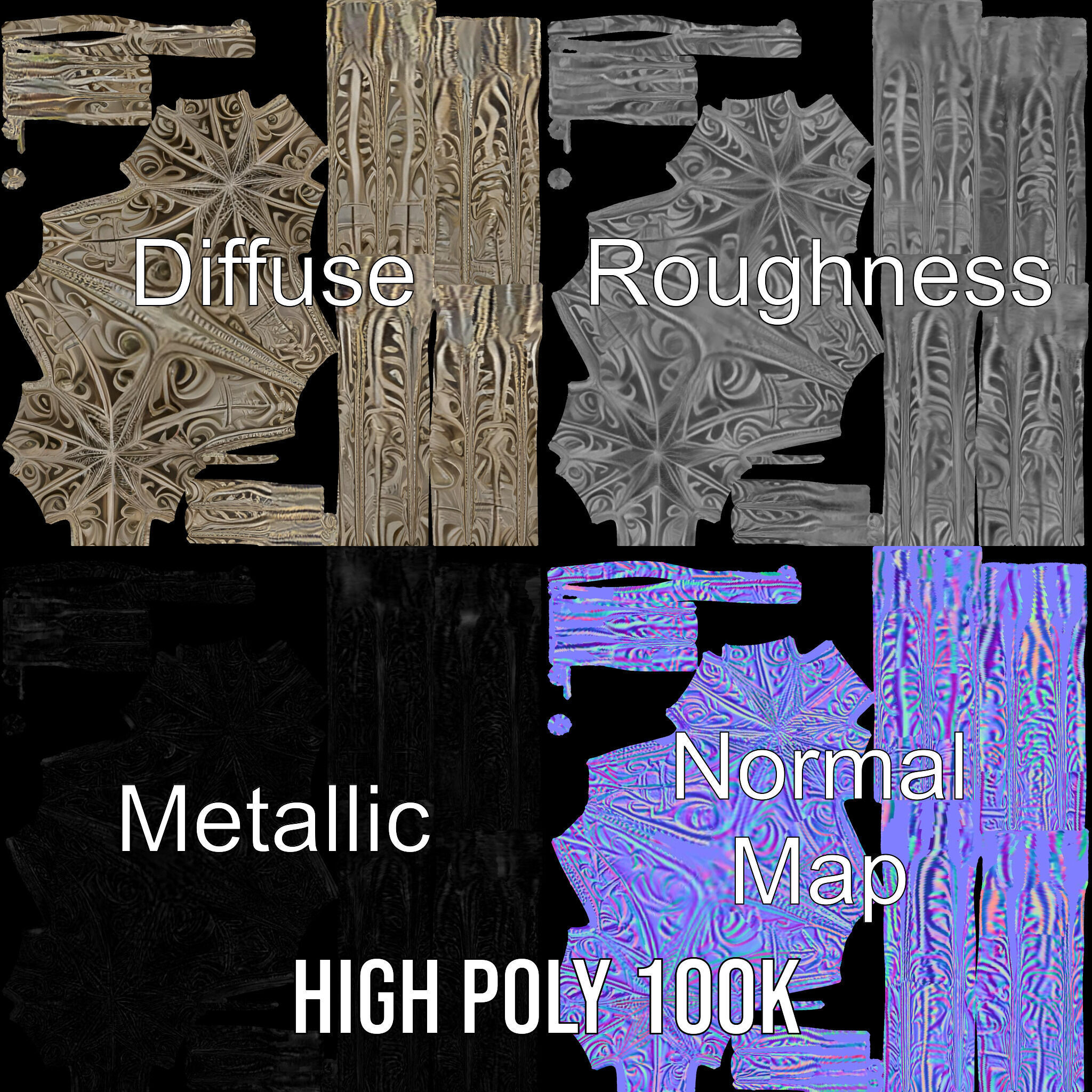 Intricate Decorative Star Model Pack Low-poly 3D model_3