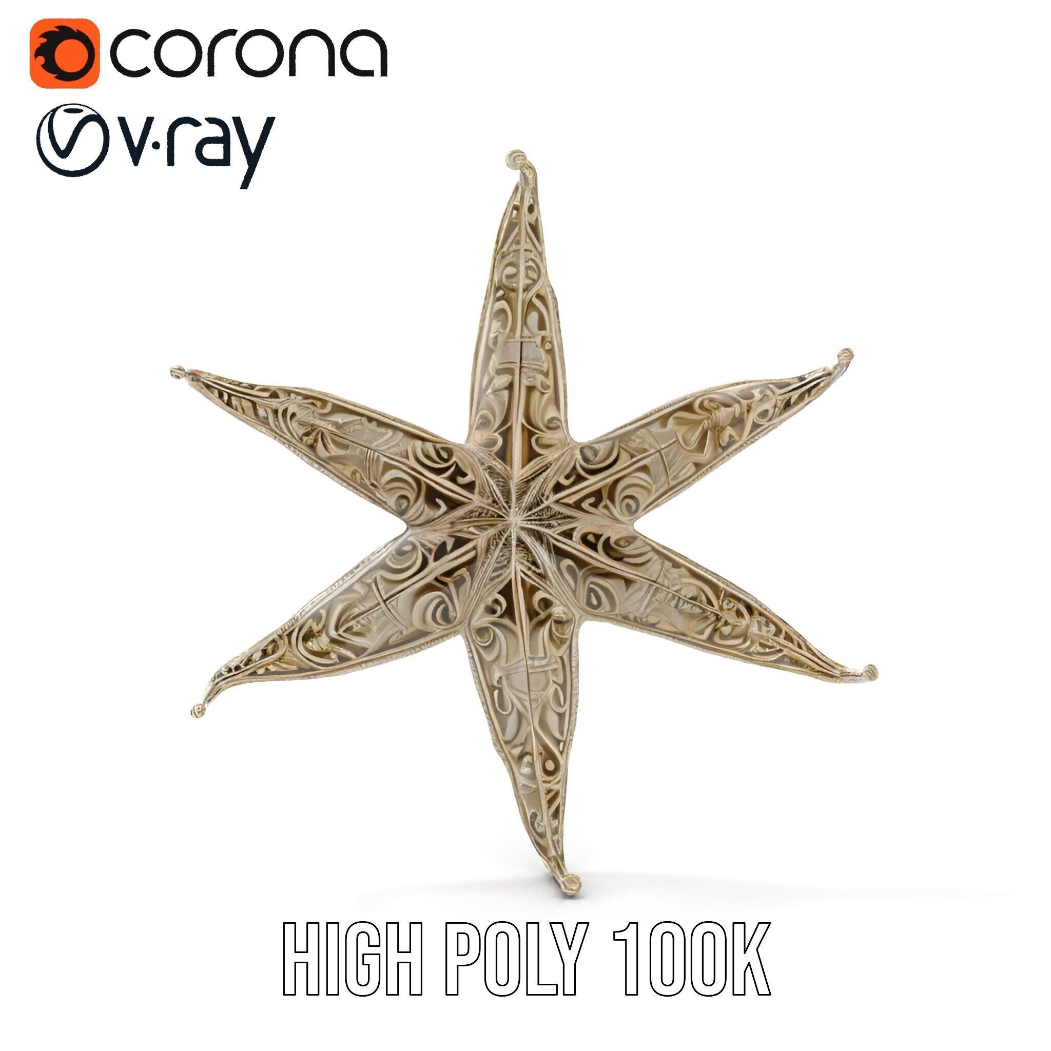 Intricate Decorative Star Model Pack Low-poly 3D model_35