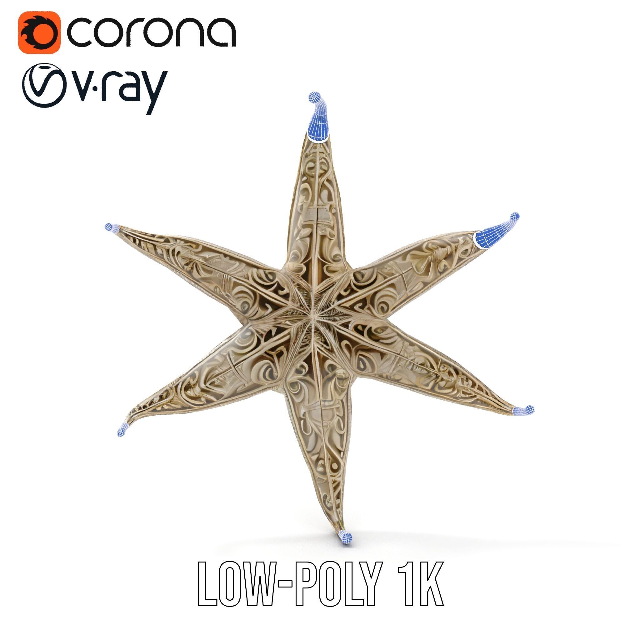 Intricate Decorative Star Model Pack Low-poly 3D model_13