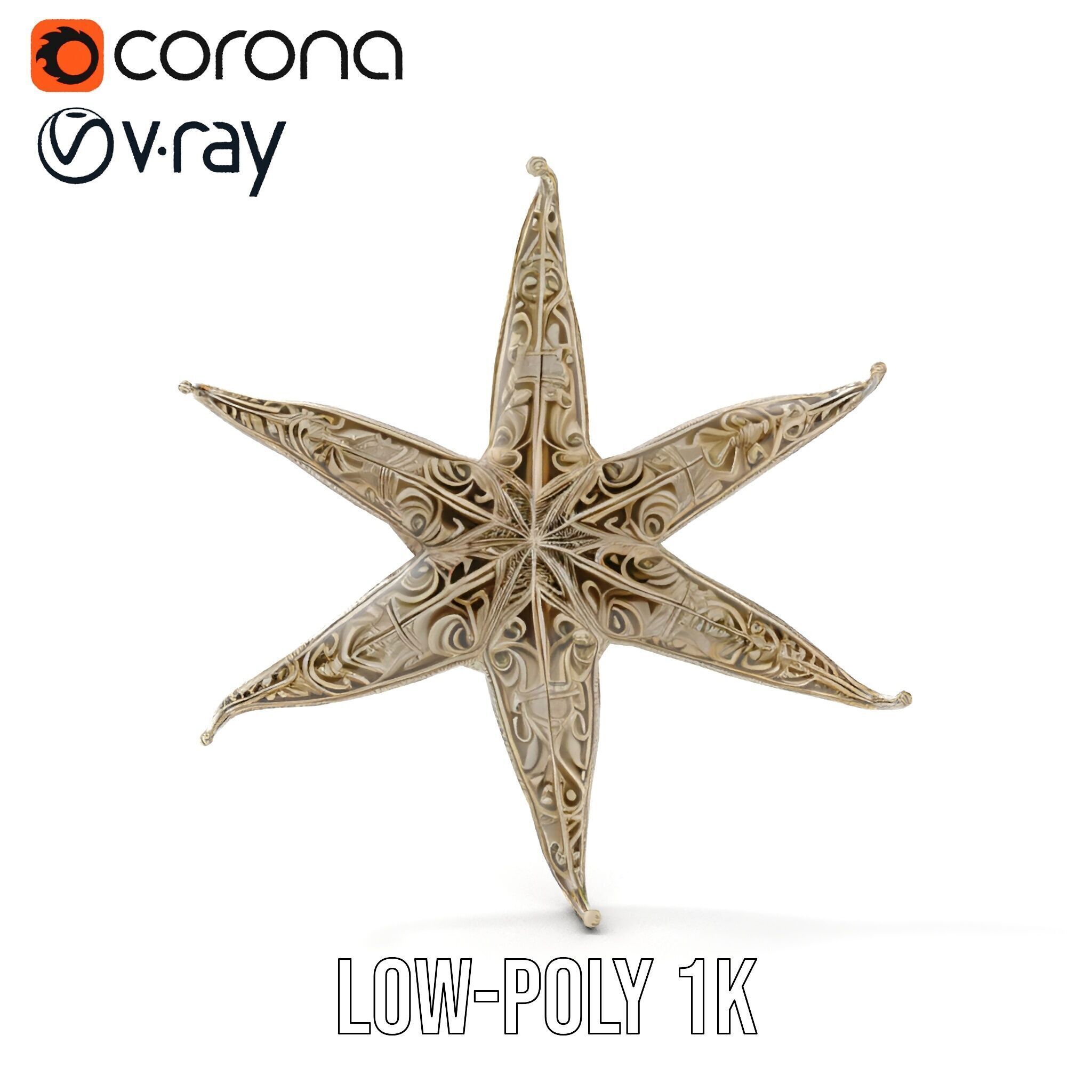 Intricate Decorative Star Model Pack Low-poly 3D model_7