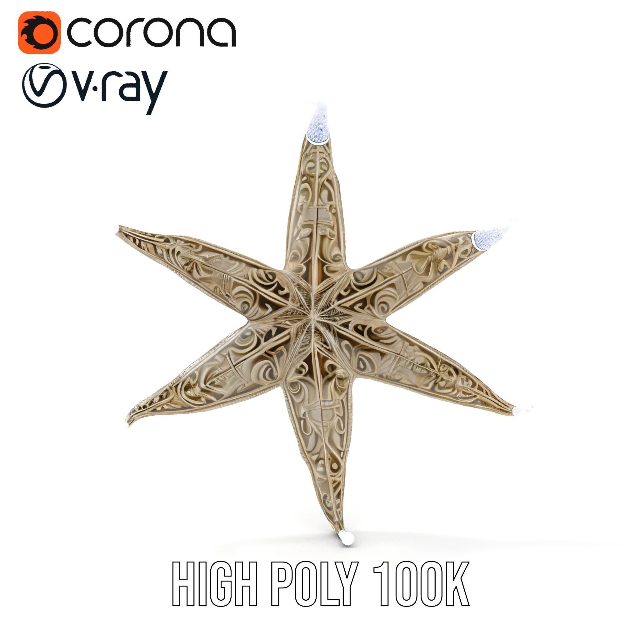 Intricate Decorative Star Model Pack Low-poly 3D model_37