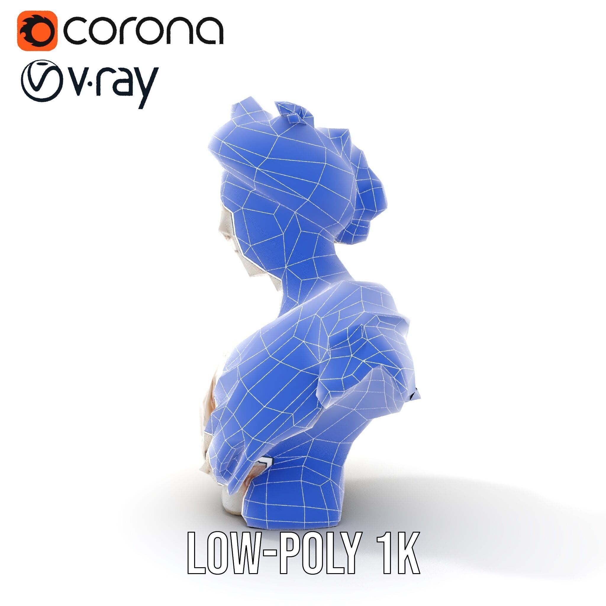 Classical Bust Model Pack with PBR Textures Low-poly 3D model_20