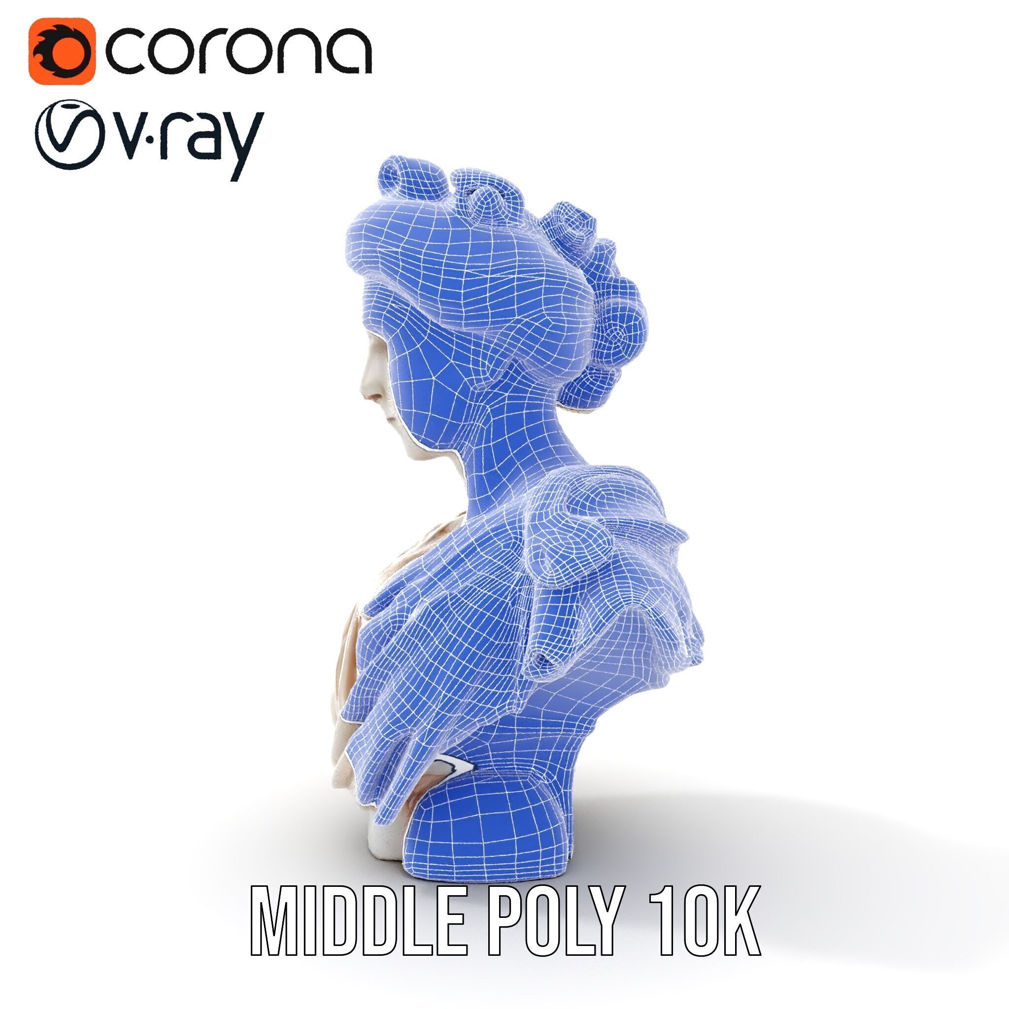 Classical Bust Model Pack with PBR Textures Low-poly 3D model_28