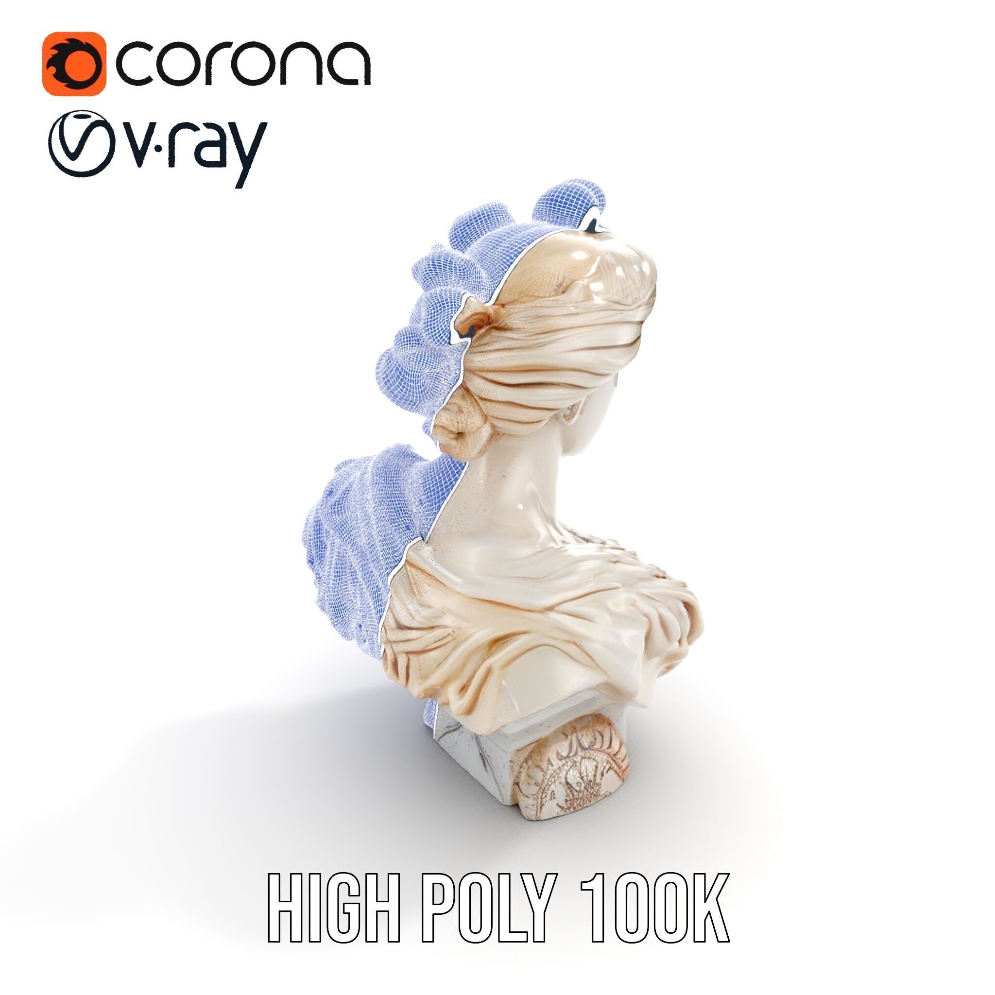 Classical Bust Model Pack with PBR Textures Low-poly 3D model_38