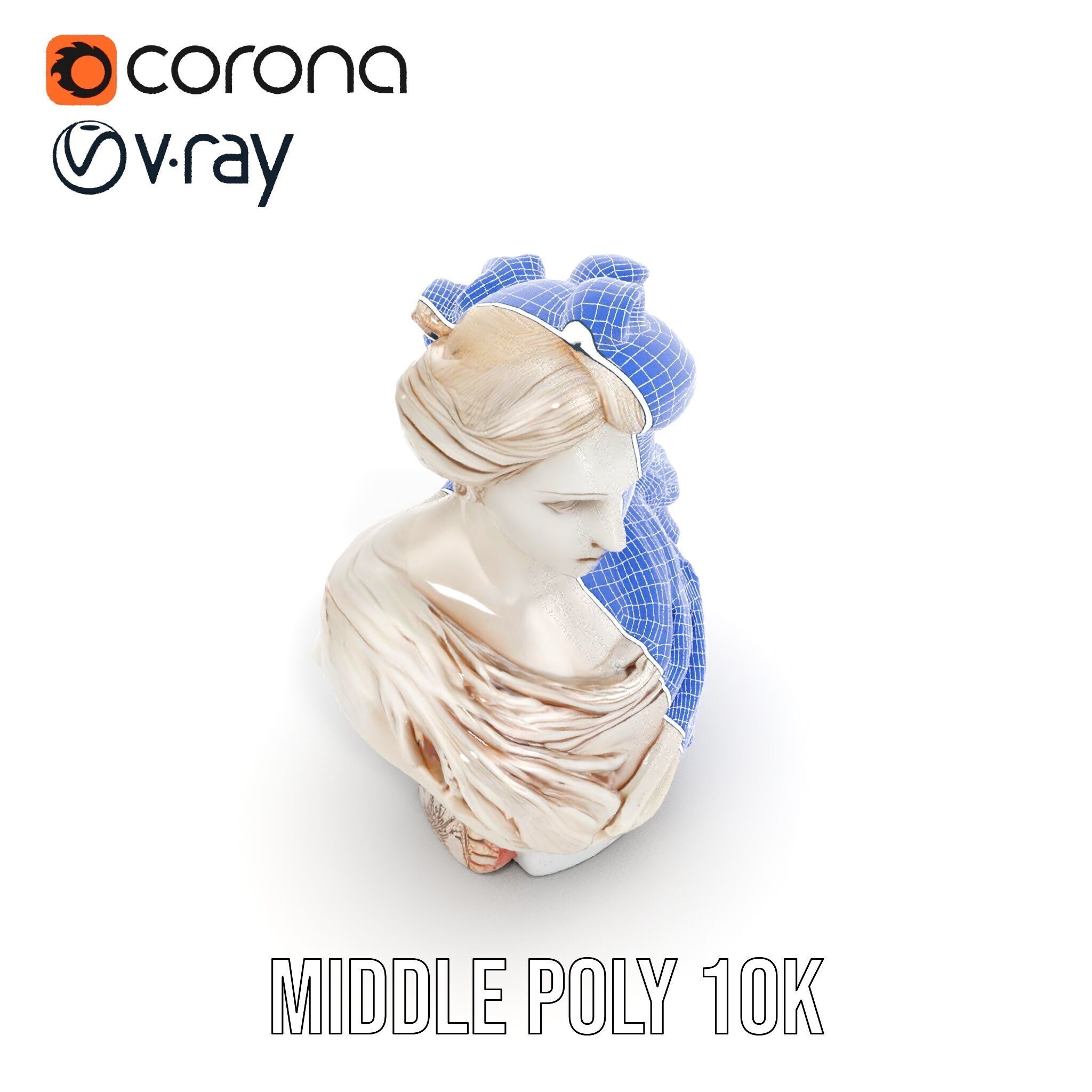 Classical Bust Model Pack with PBR Textures Low-poly 3D model_25