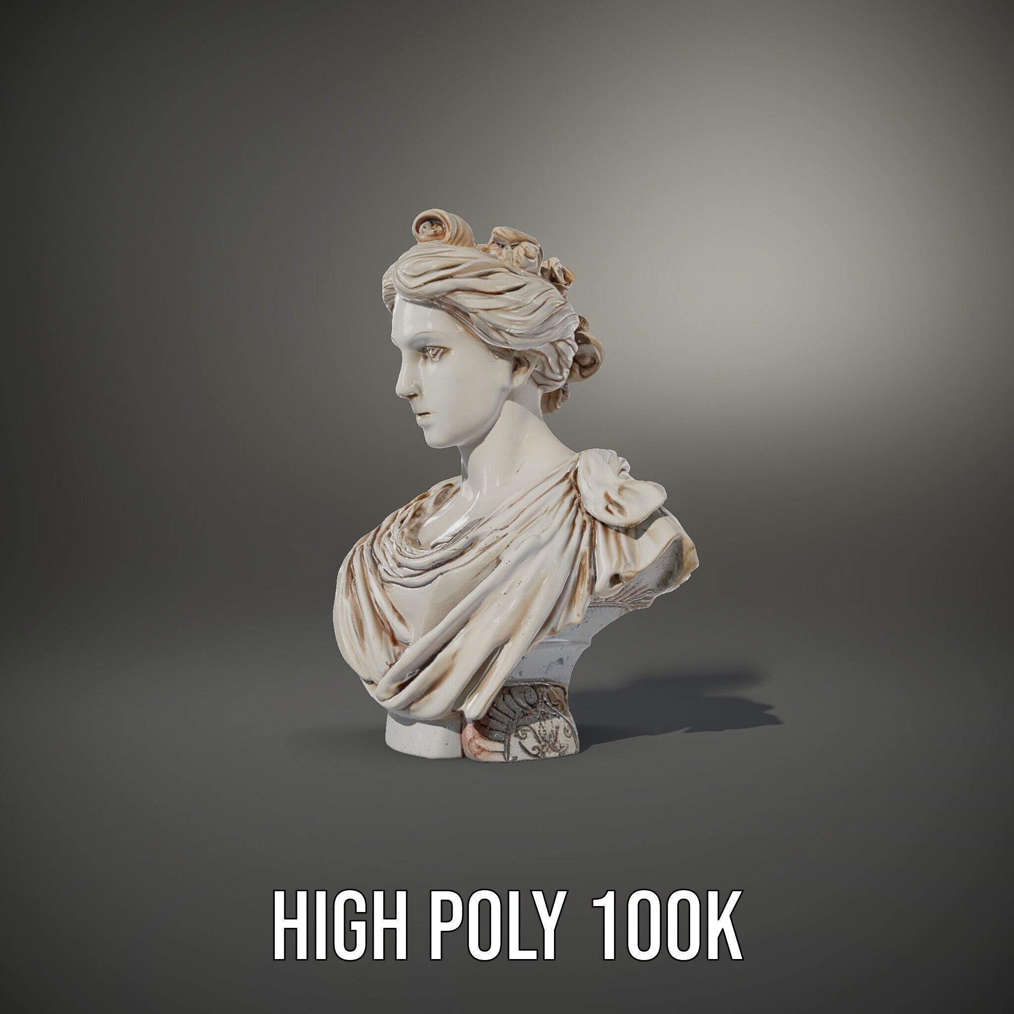Classical Bust Model Pack with PBR Textures Low-poly 3D model_11