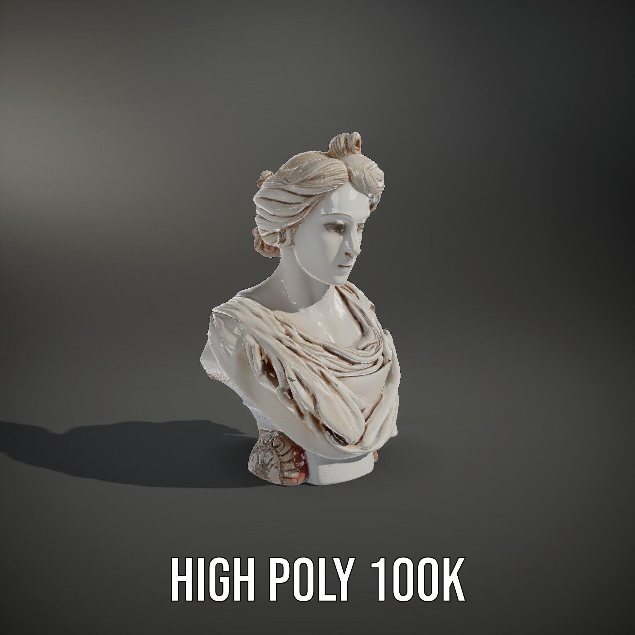Classical Bust Model Pack with PBR Textures Low-poly 3D model_14