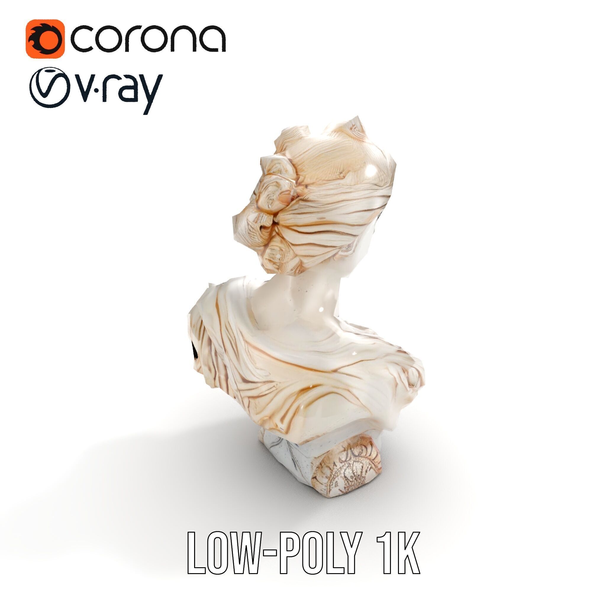 Classical Bust Model Pack with PBR Textures Low-poly 3D model_10