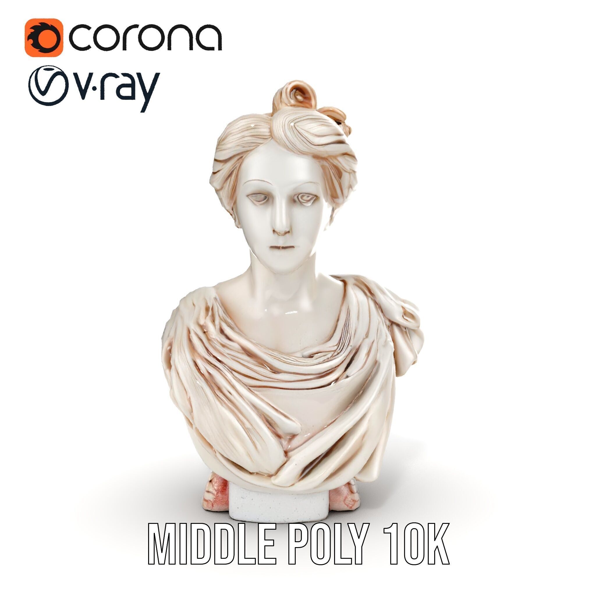 Classical Bust Model Pack with PBR Textures Low-poly 3D model_6