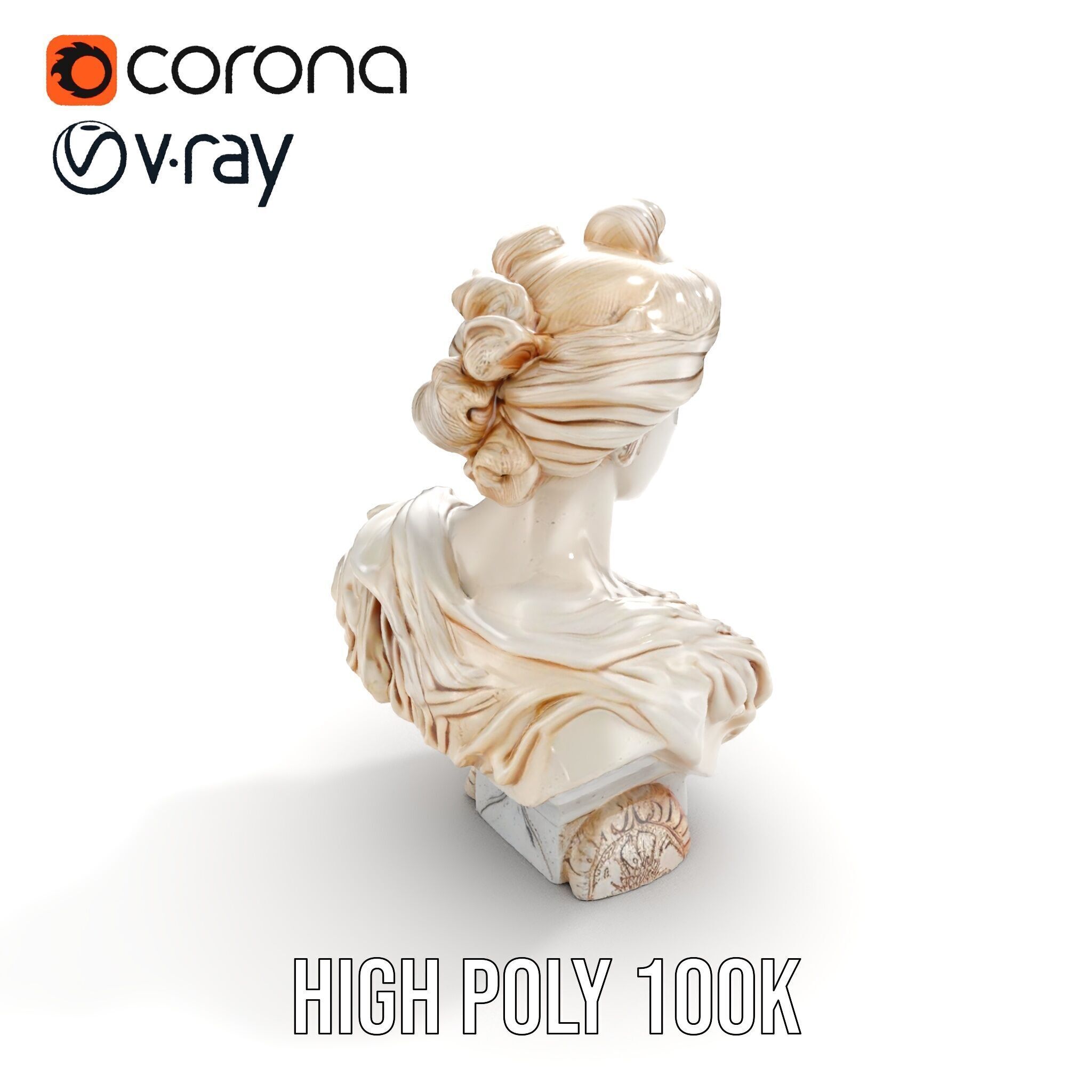Classical Bust Model Pack with PBR Textures Low-poly 3D model_21