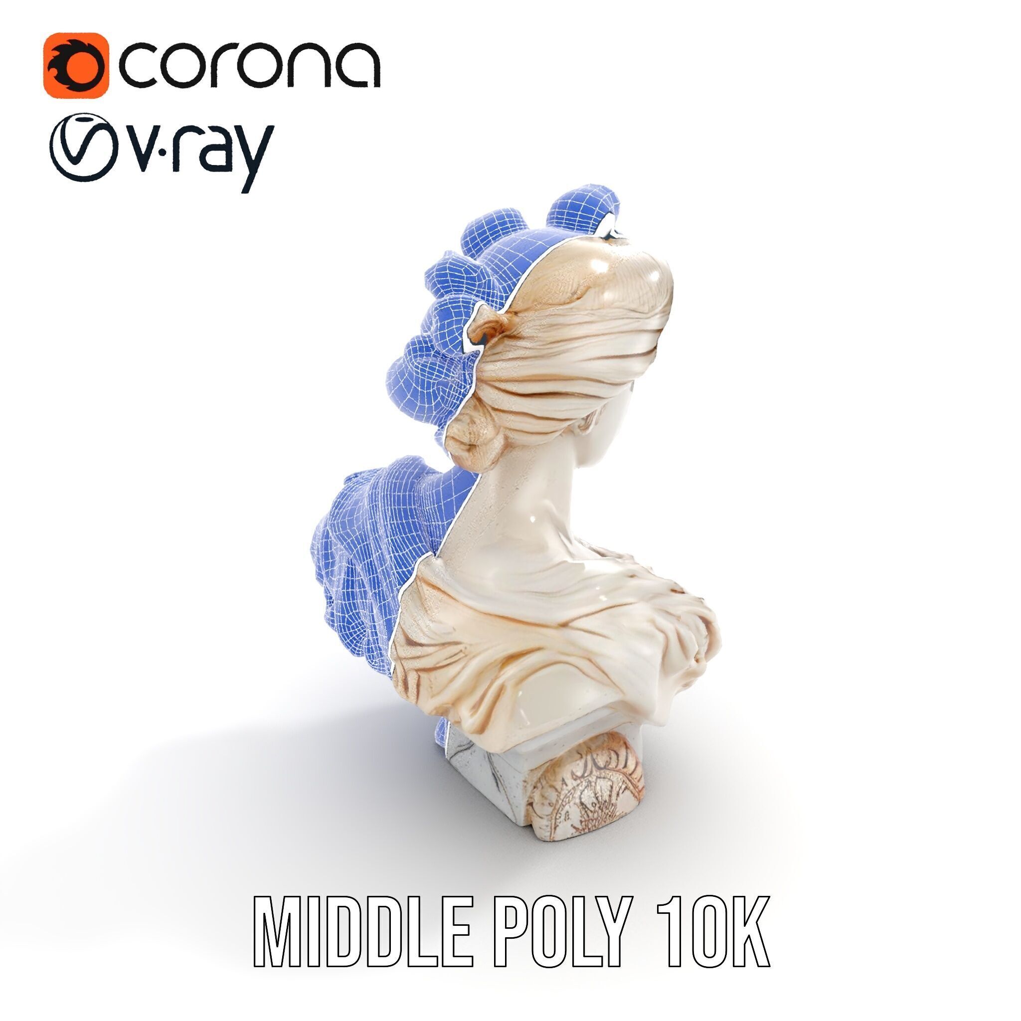 Classical Bust Model Pack with PBR Textures Low-poly 3D model_22