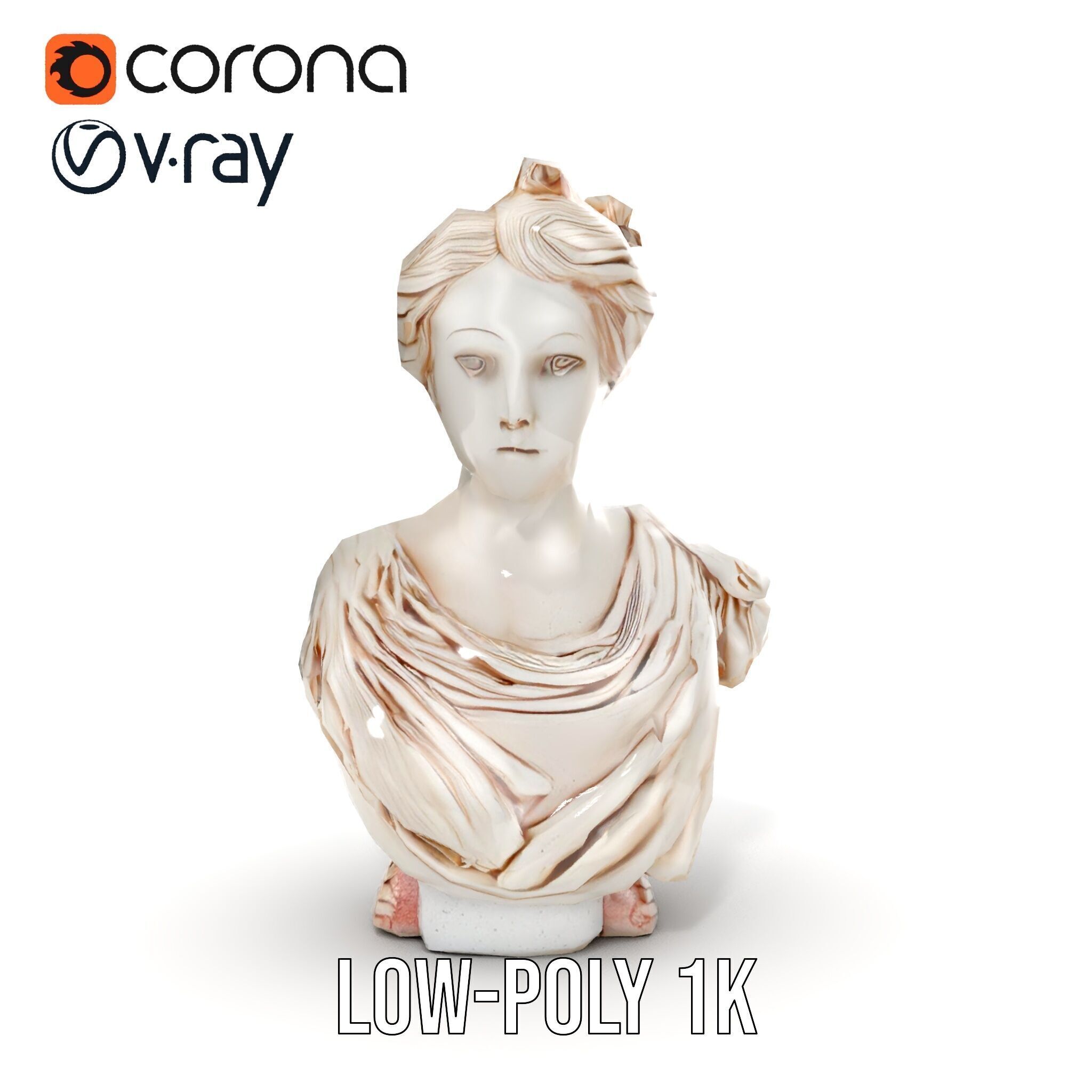 Classical Bust Model Pack with PBR Textures Low-poly 3D model_23