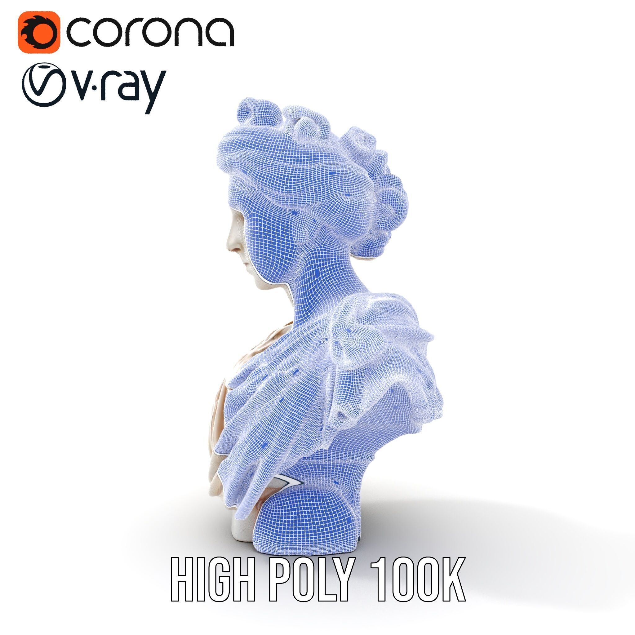 Classical Bust Model Pack with PBR Textures Low-poly 3D model_36