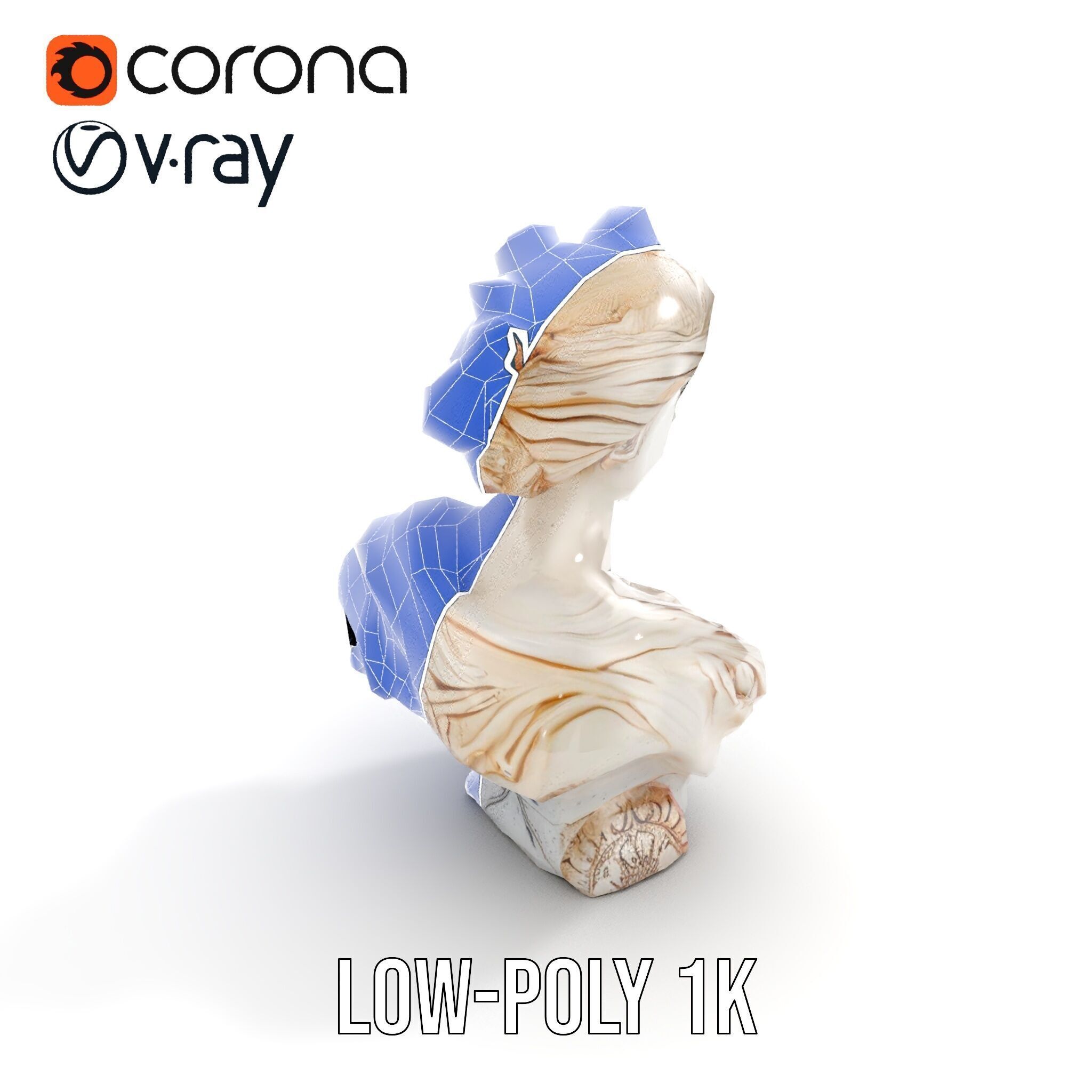 Classical Bust Model Pack with PBR Textures Low-poly 3D model_32