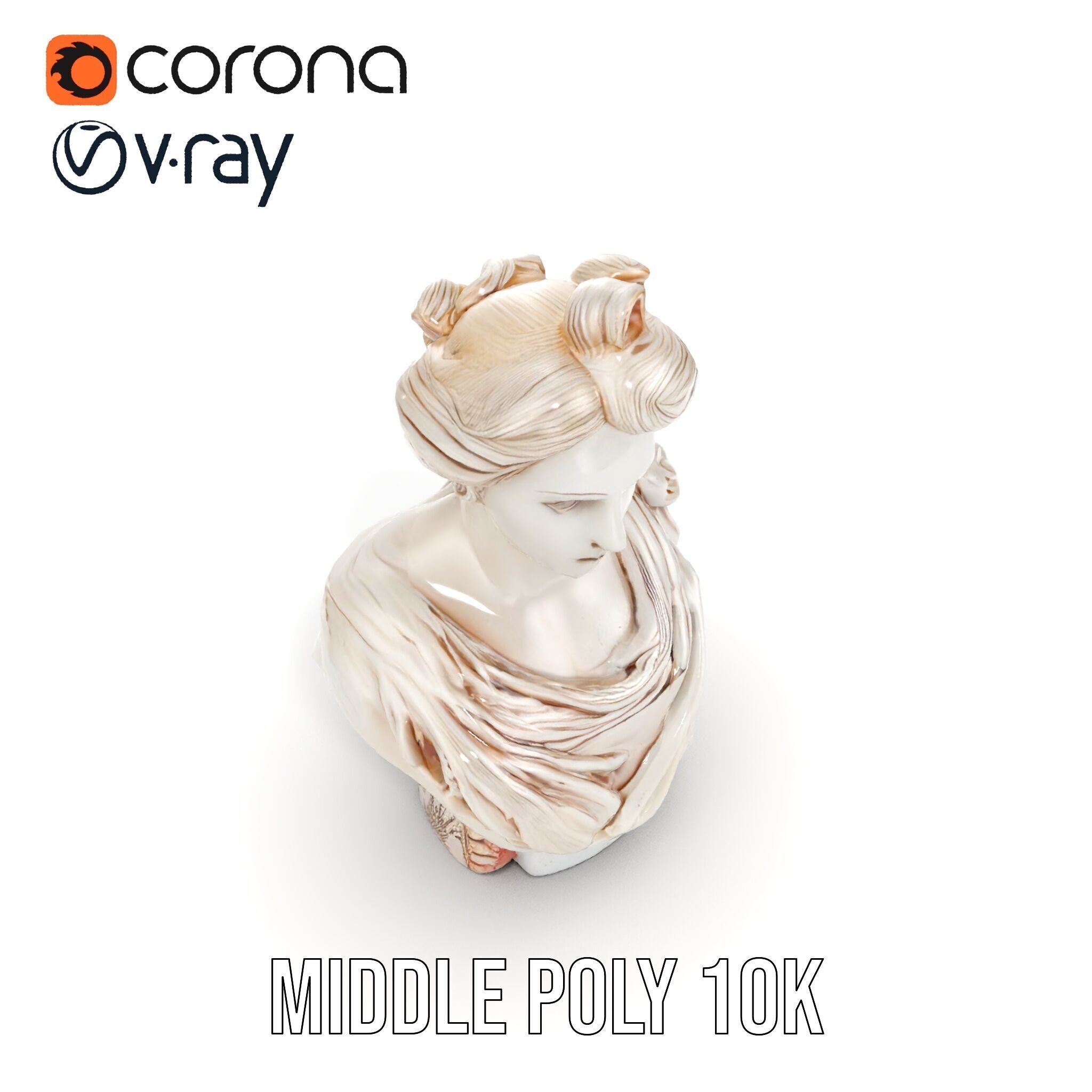 Classical Bust Model Pack with PBR Textures Low-poly 3D model_12