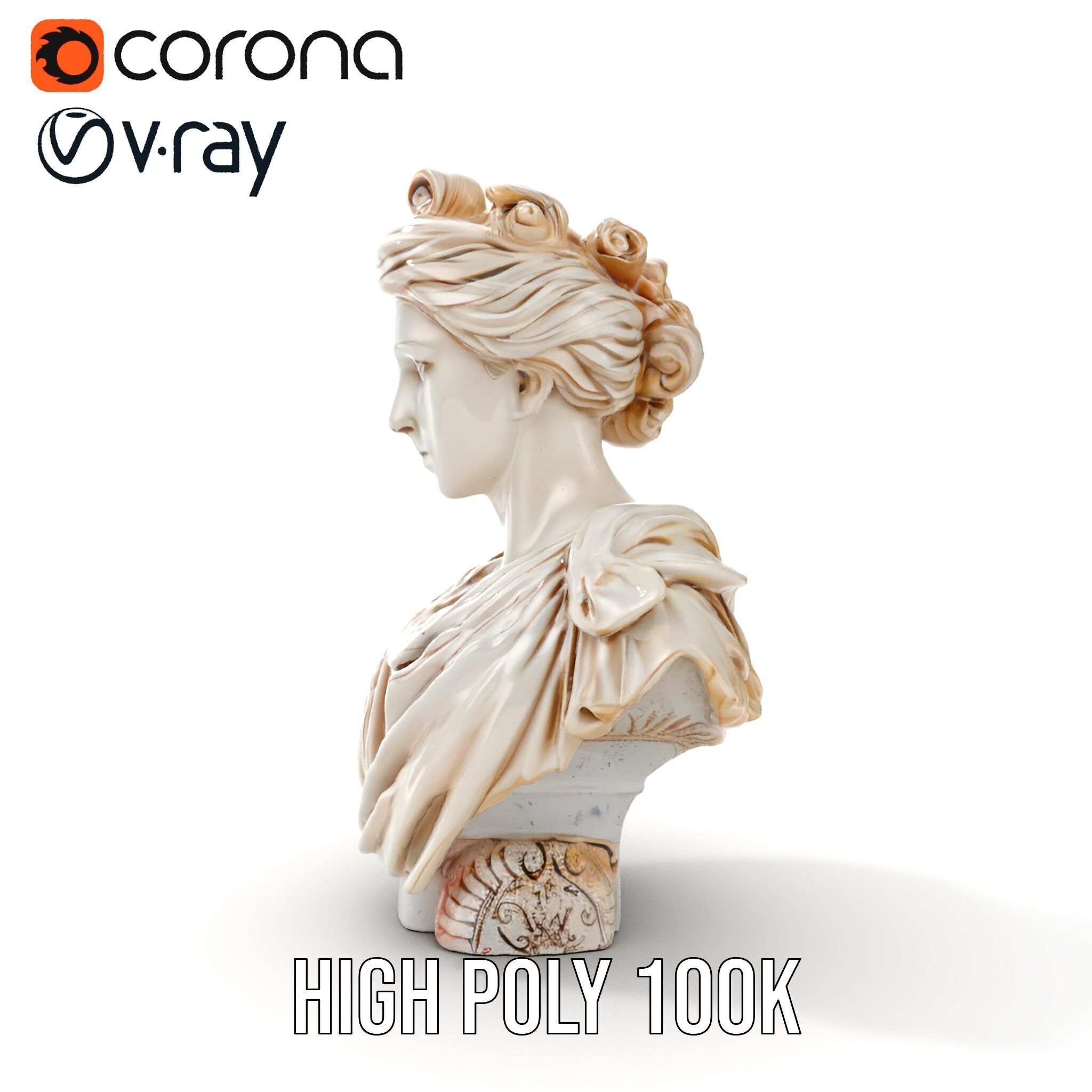 Classical Bust Model Pack with PBR Textures Low-poly 3D model_24