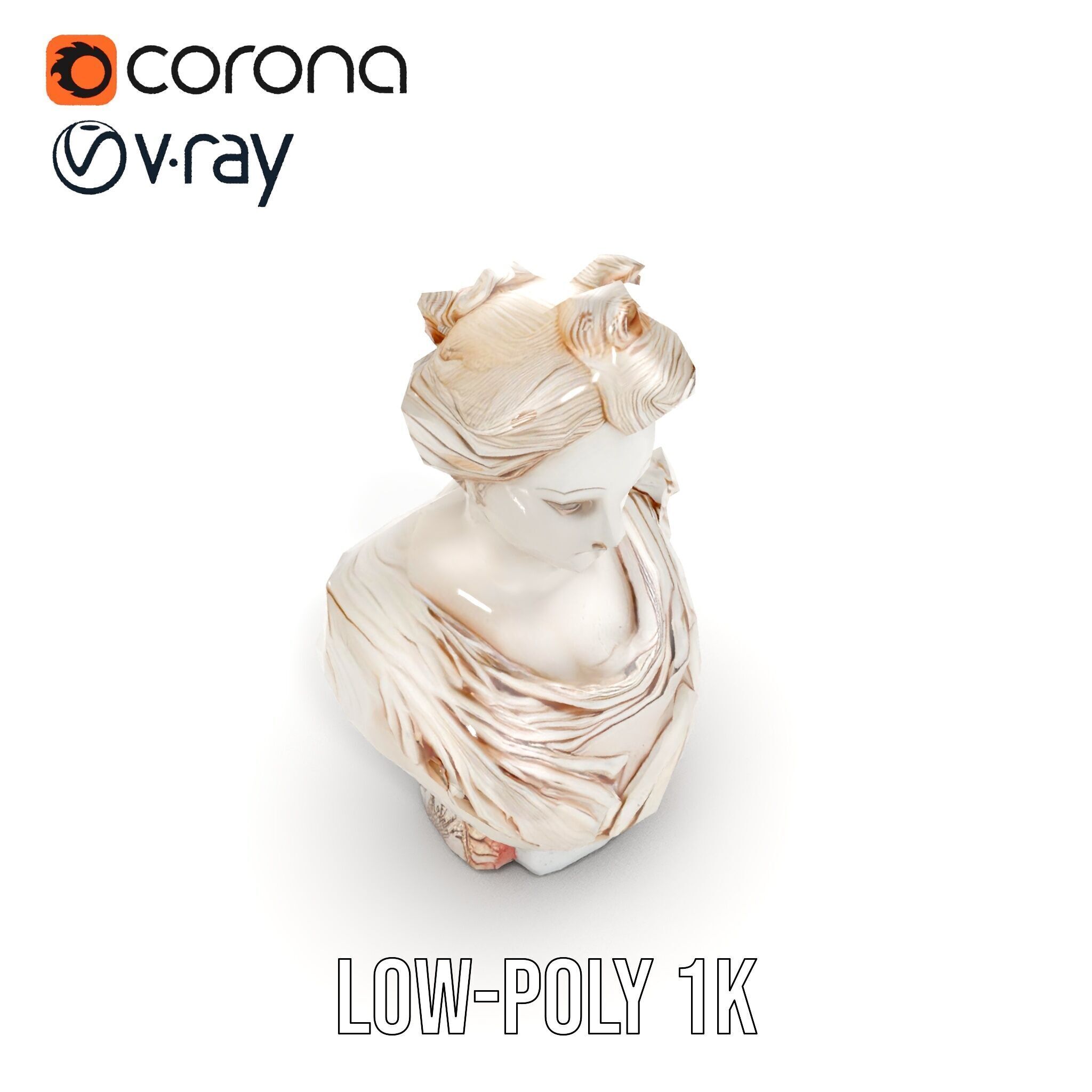 Classical Bust Model Pack with PBR Textures Low-poly 3D model_13