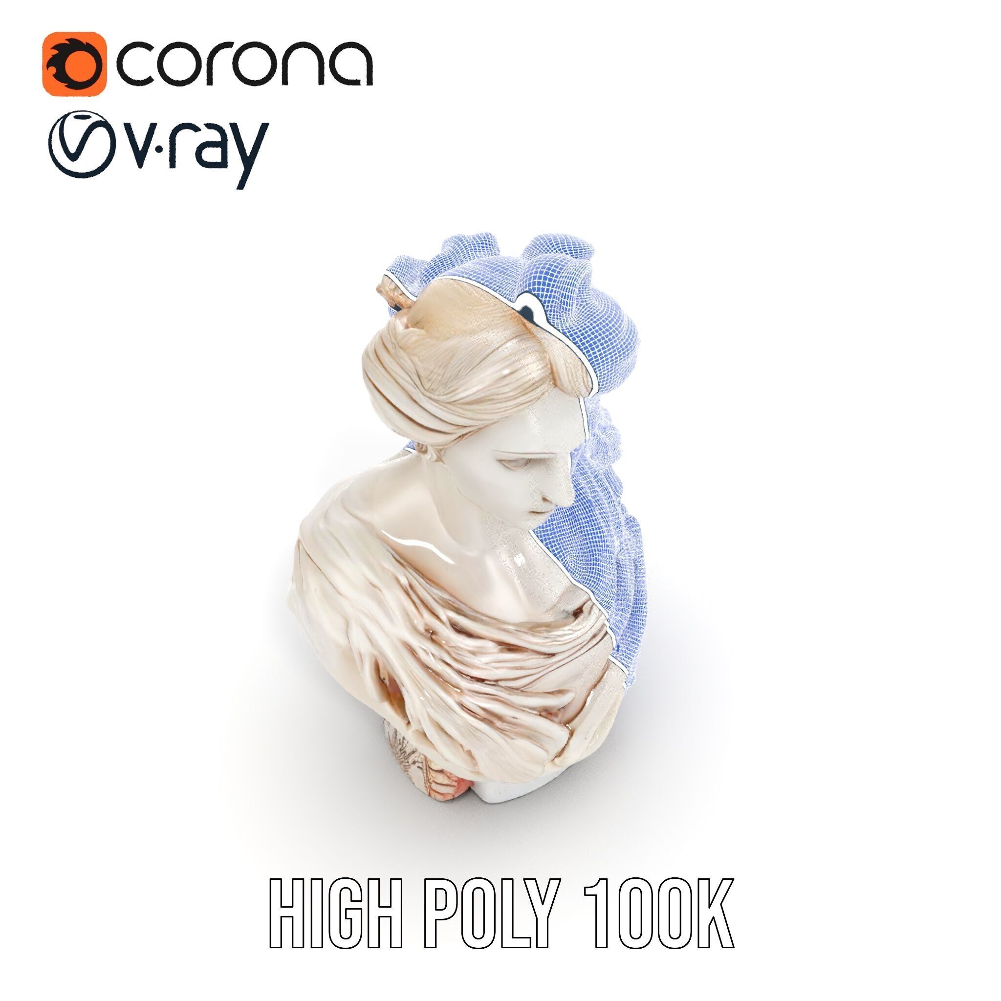 Classical Bust Model Pack with PBR Textures Low-poly 3D model_35