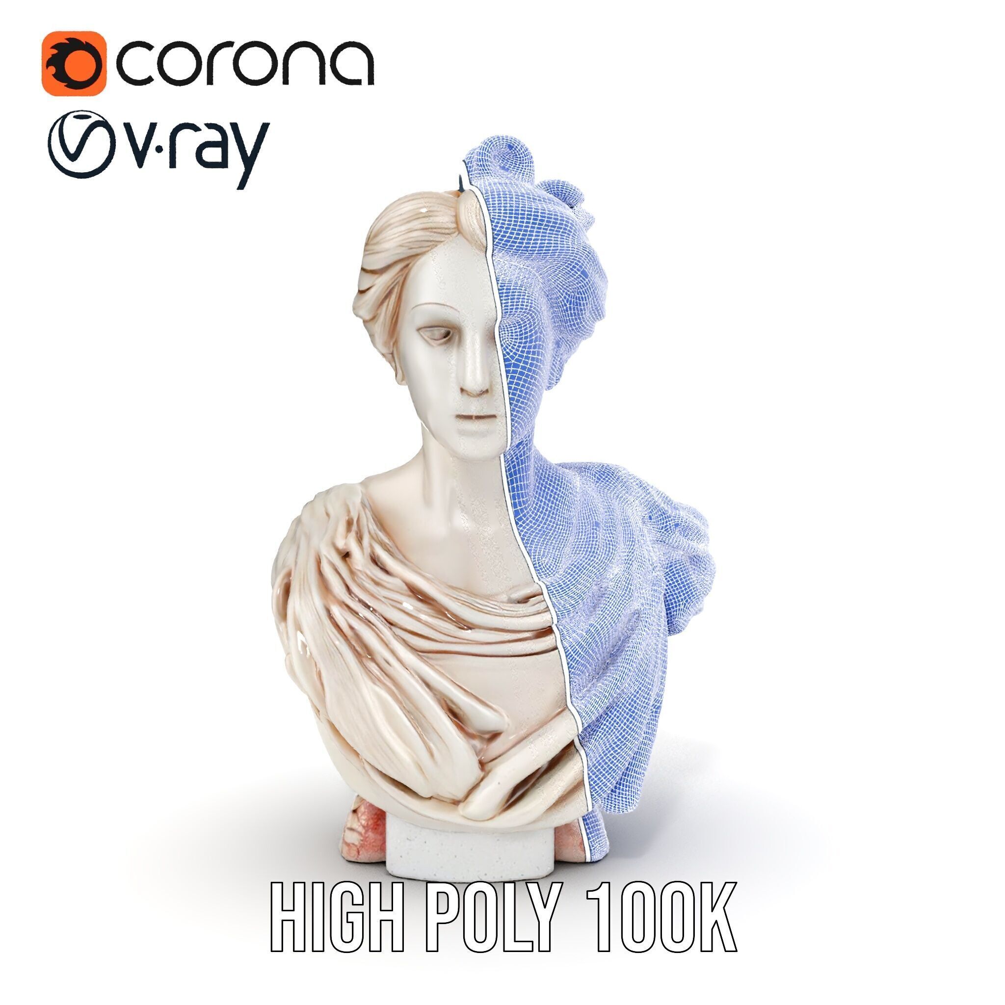 Classical Bust Model Pack with PBR Textures Low-poly 3D model_37