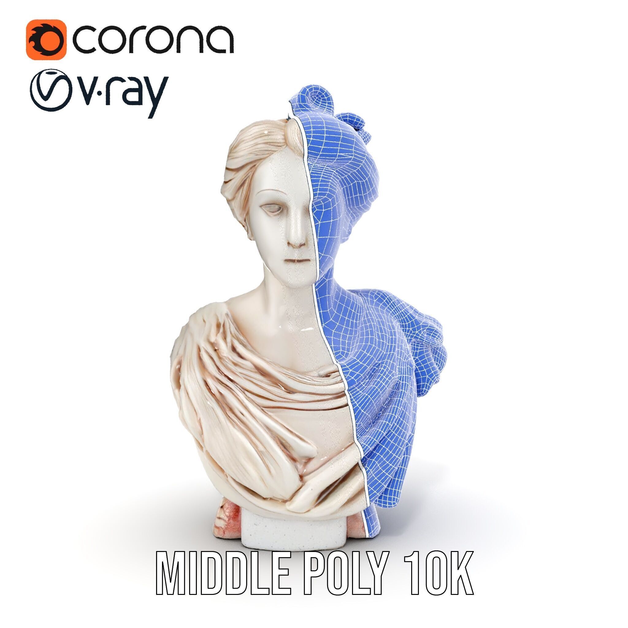 Classical Bust Model Pack with PBR Textures Low-poly 3D model_31