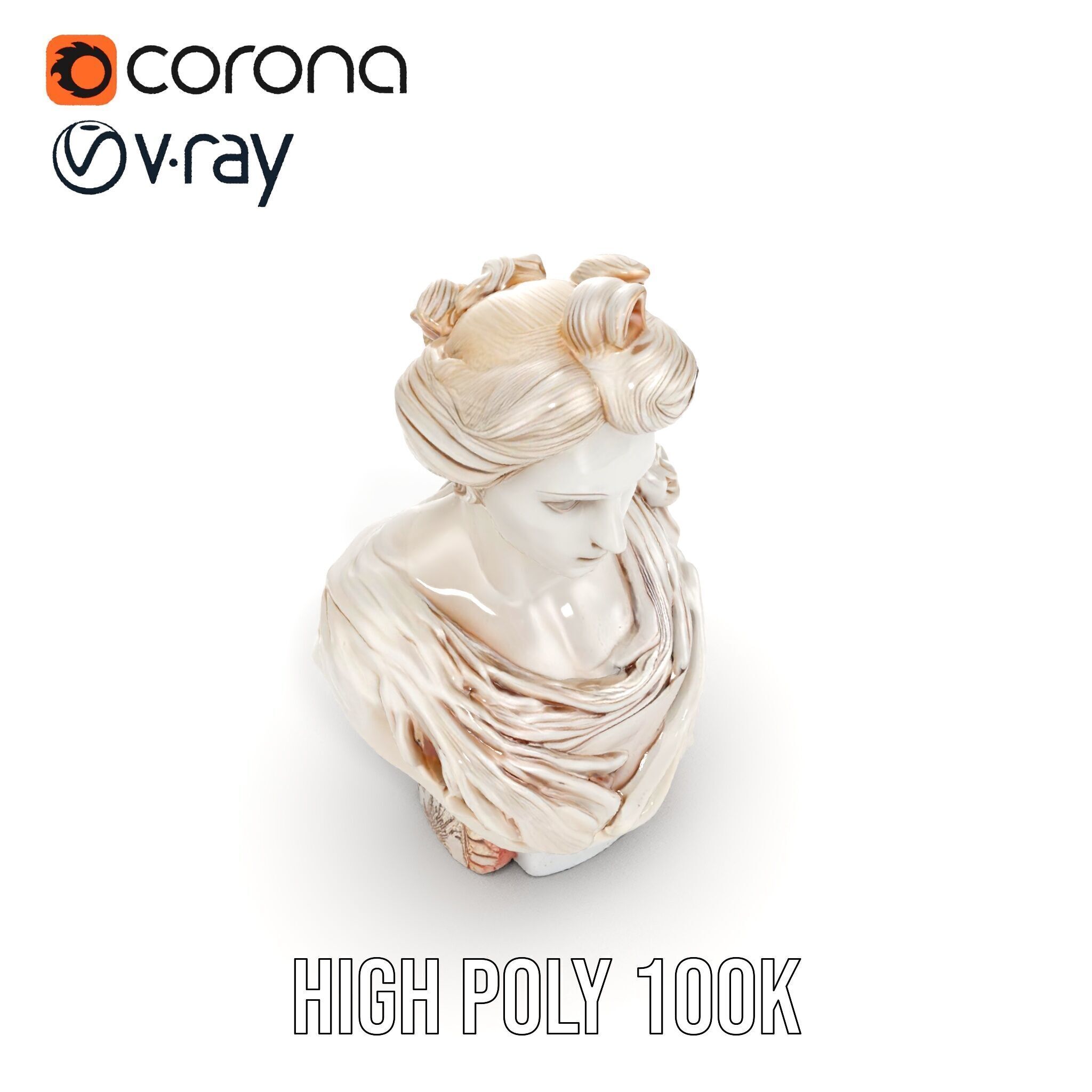 Classical Bust Model Pack with PBR Textures Low-poly 3D model_30