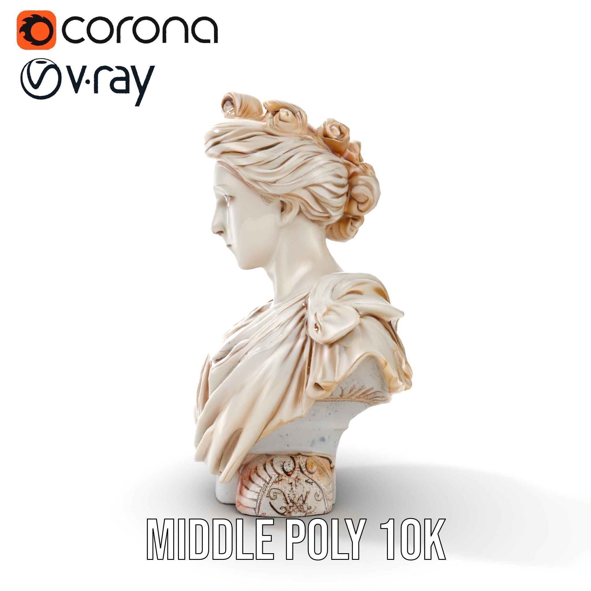 Classical Bust Model Pack with PBR Textures Low-poly 3D model_9
