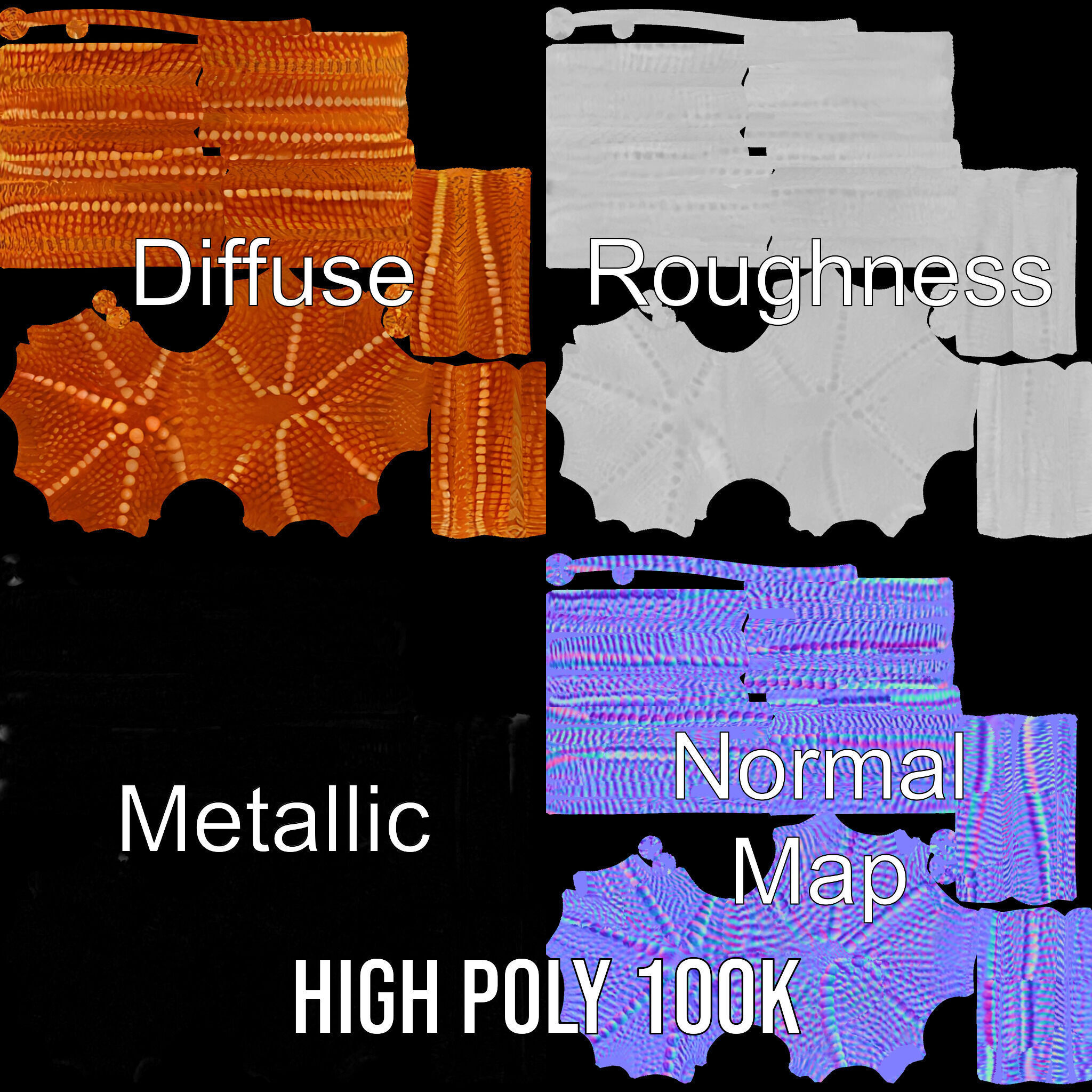 Realistic Starfish Model Pack for D Applications Low-poly 3D model_3