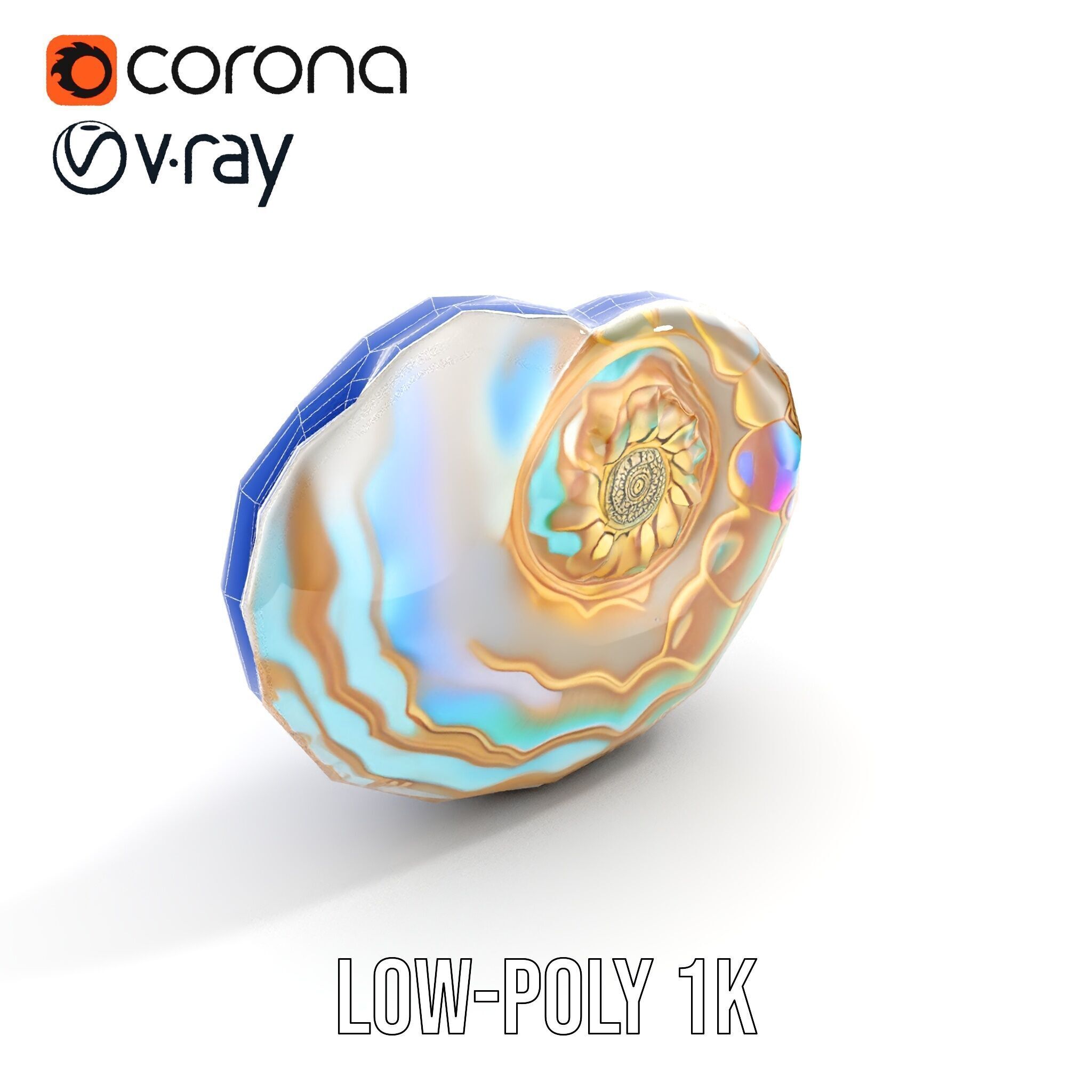 Iridescent Spiral Shell Model Pack Low-poly 3D model_16