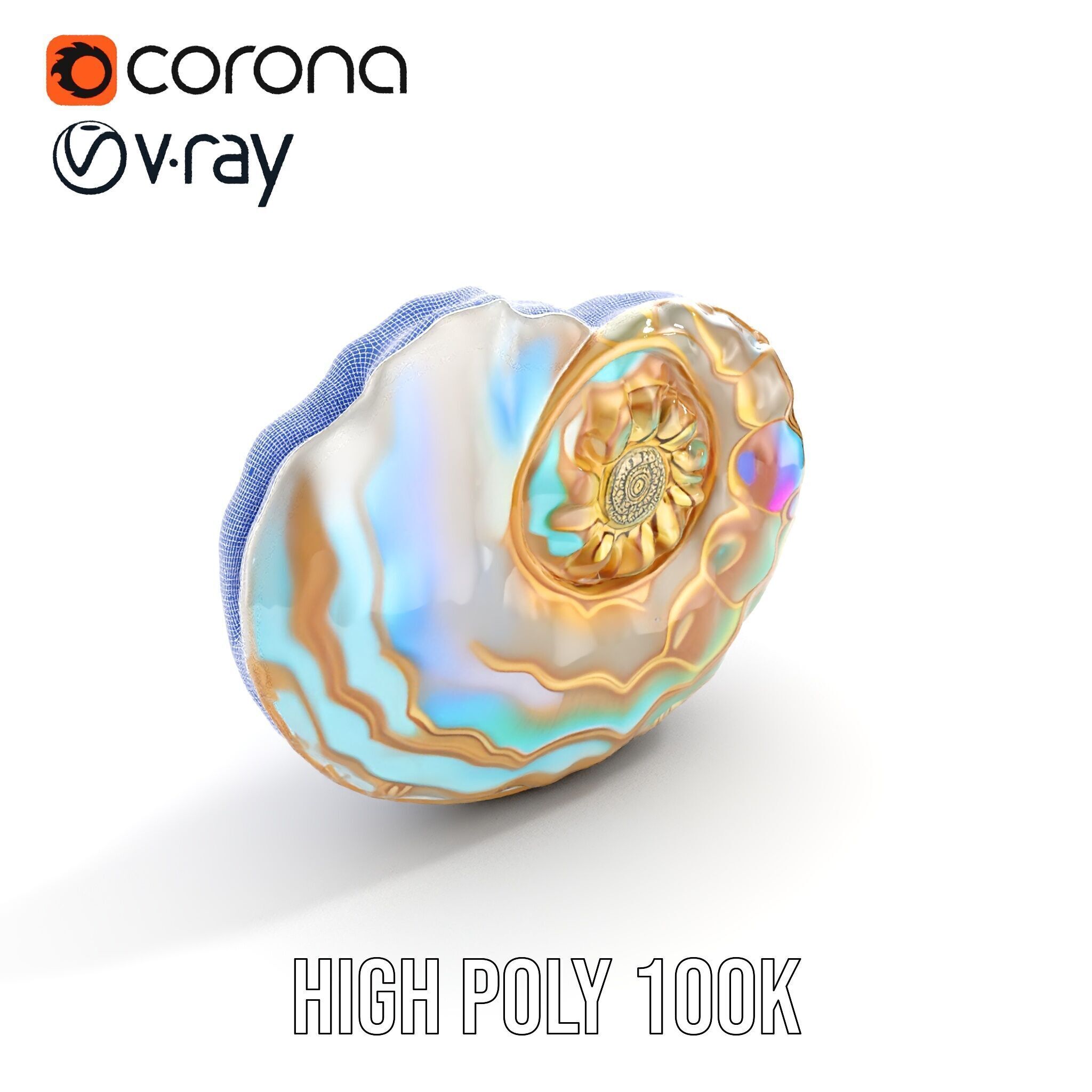 Iridescent Spiral Shell Model Pack Low-poly 3D model_35