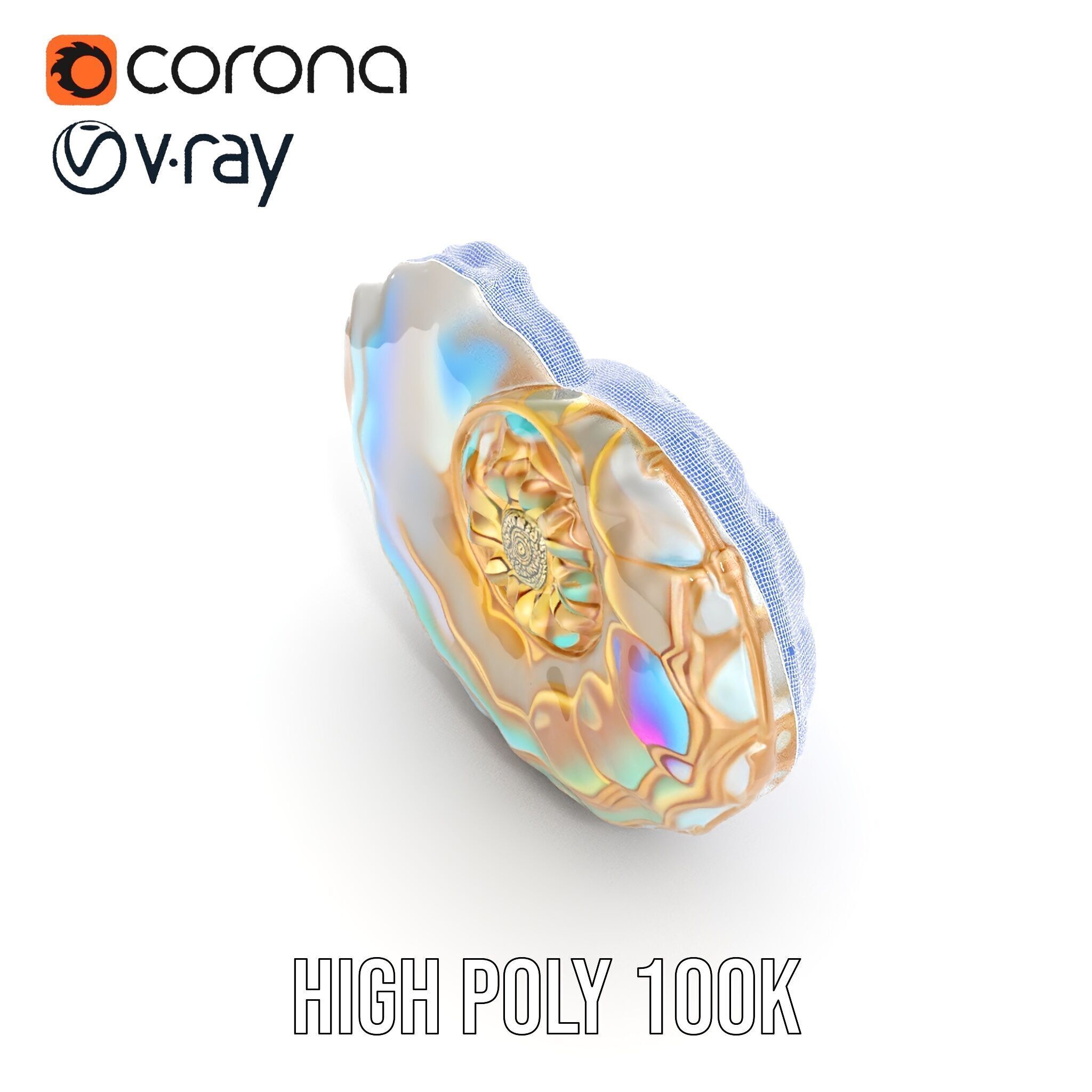 Iridescent Spiral Shell Model Pack Low-poly 3D model_36