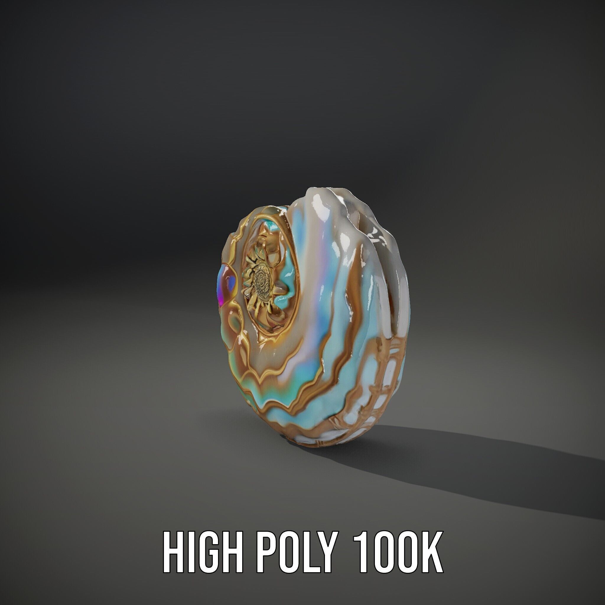 Iridescent Spiral Shell Model Pack Low-poly 3D model_8