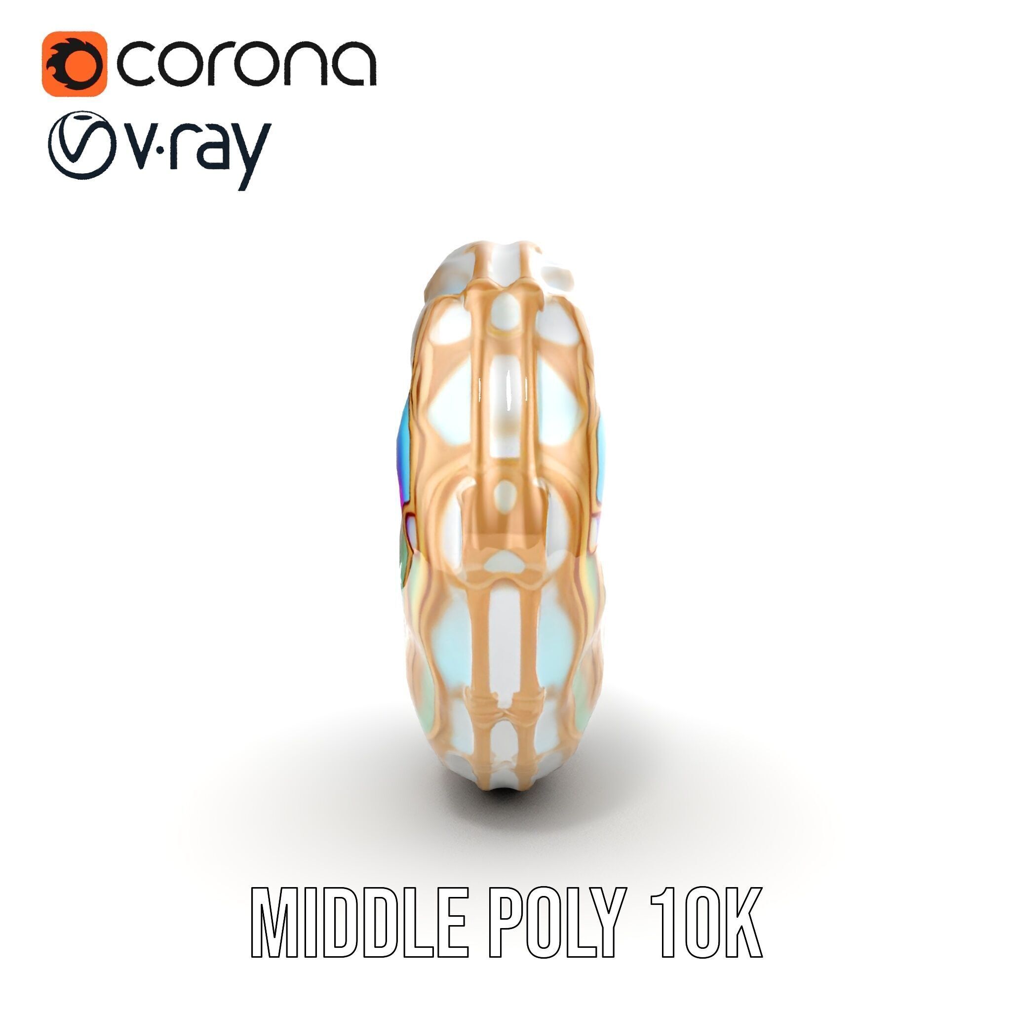 Iridescent Spiral Shell Model Pack Low-poly 3D model_12