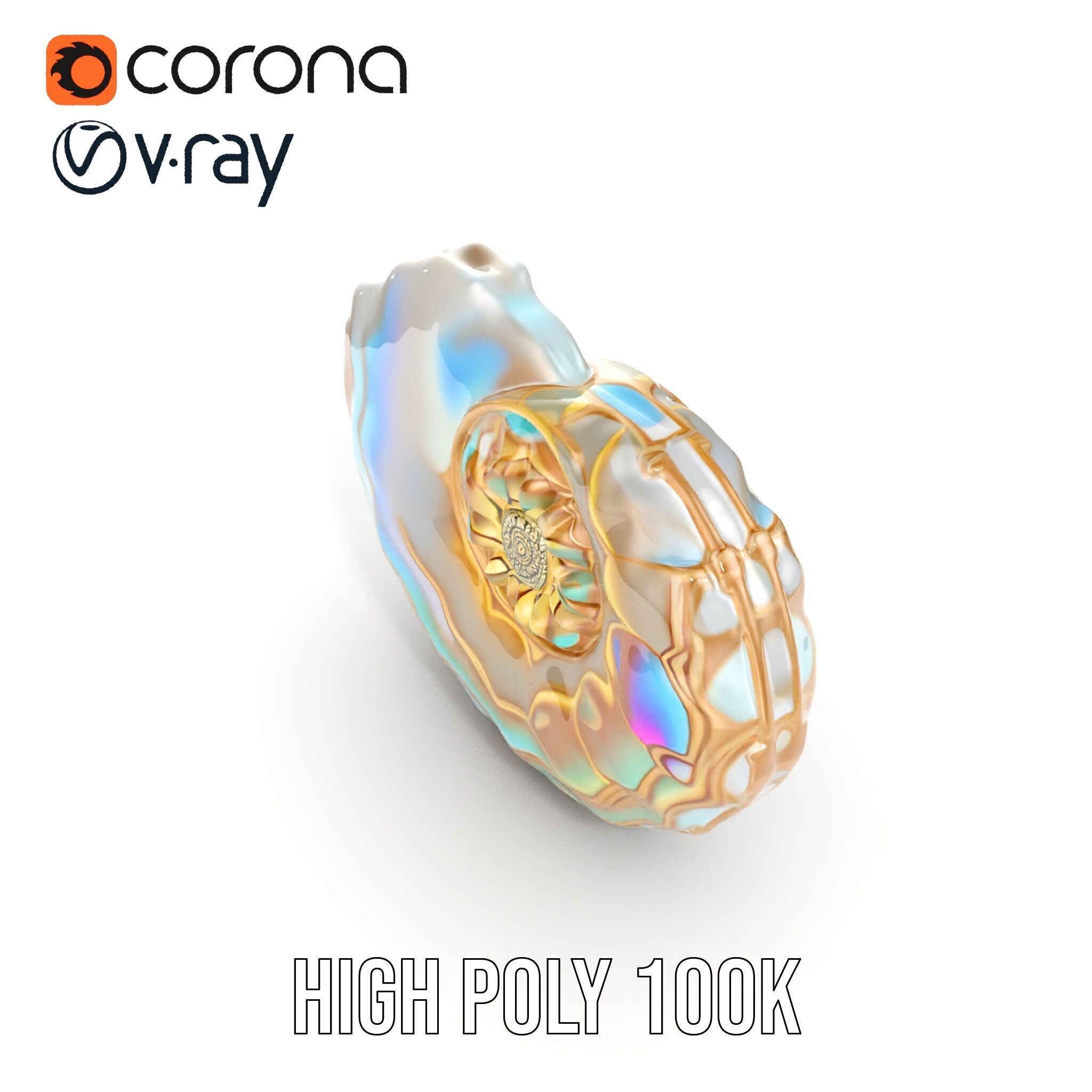 Iridescent Spiral Shell Model Pack Low-poly 3D model_27