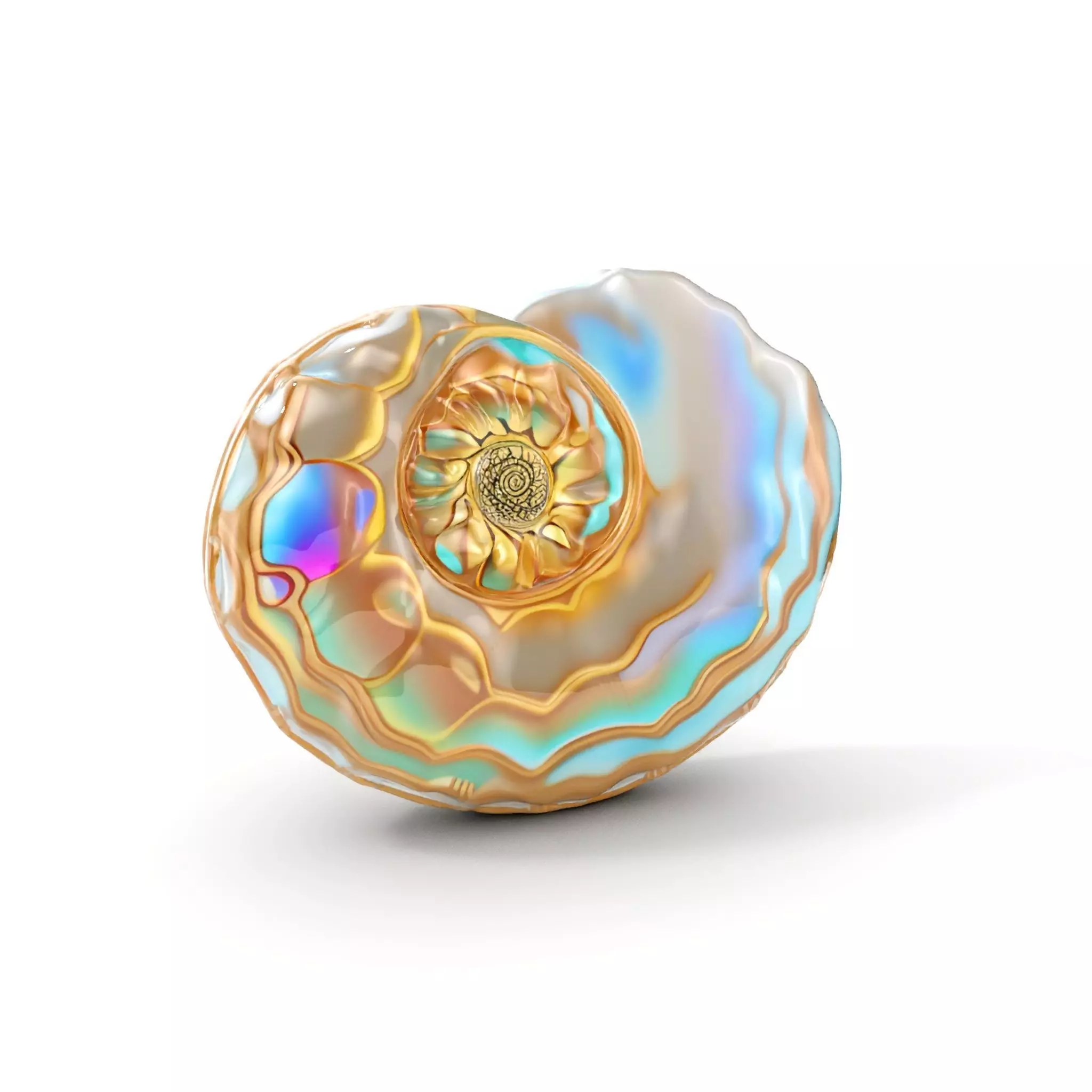 Iridescent Spiral Shell Model Pack Low-poly 3D model_0