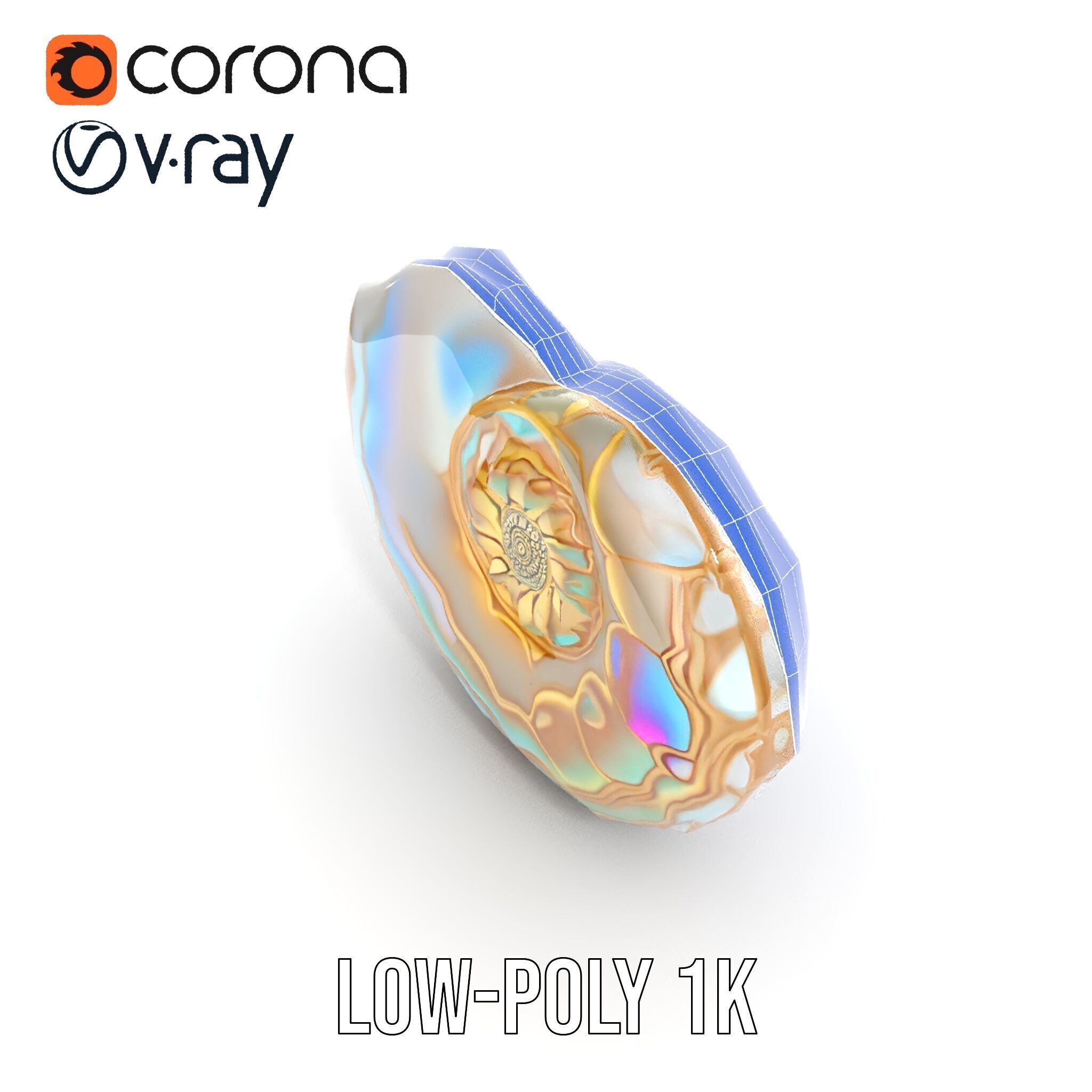 Iridescent Spiral Shell Model Pack Low-poly 3D model_32
