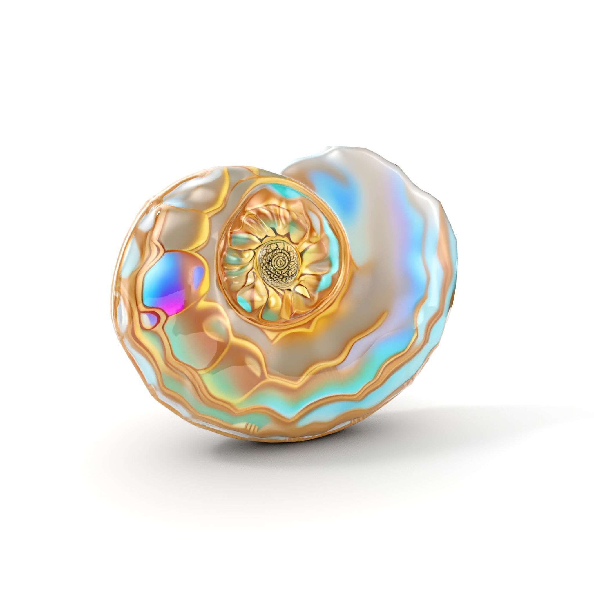 Iridescent Spiral Shell Model Pack Low-poly 3D model_17