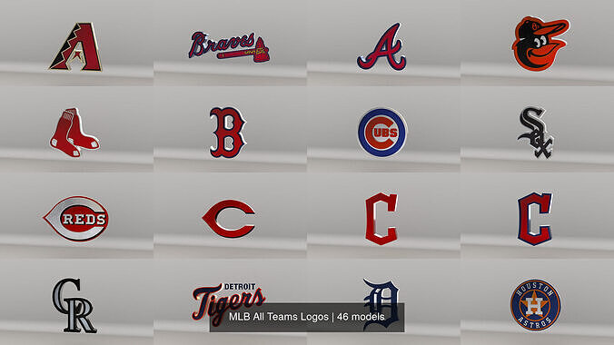MLB All Teams Logos 3D Model Collection