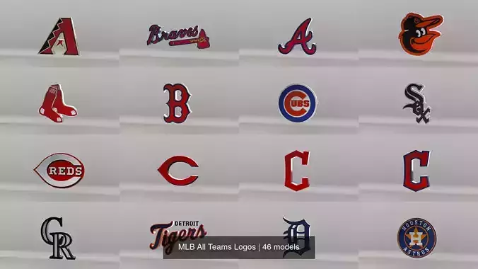 MLB All Teams Logos 3D Model Collection